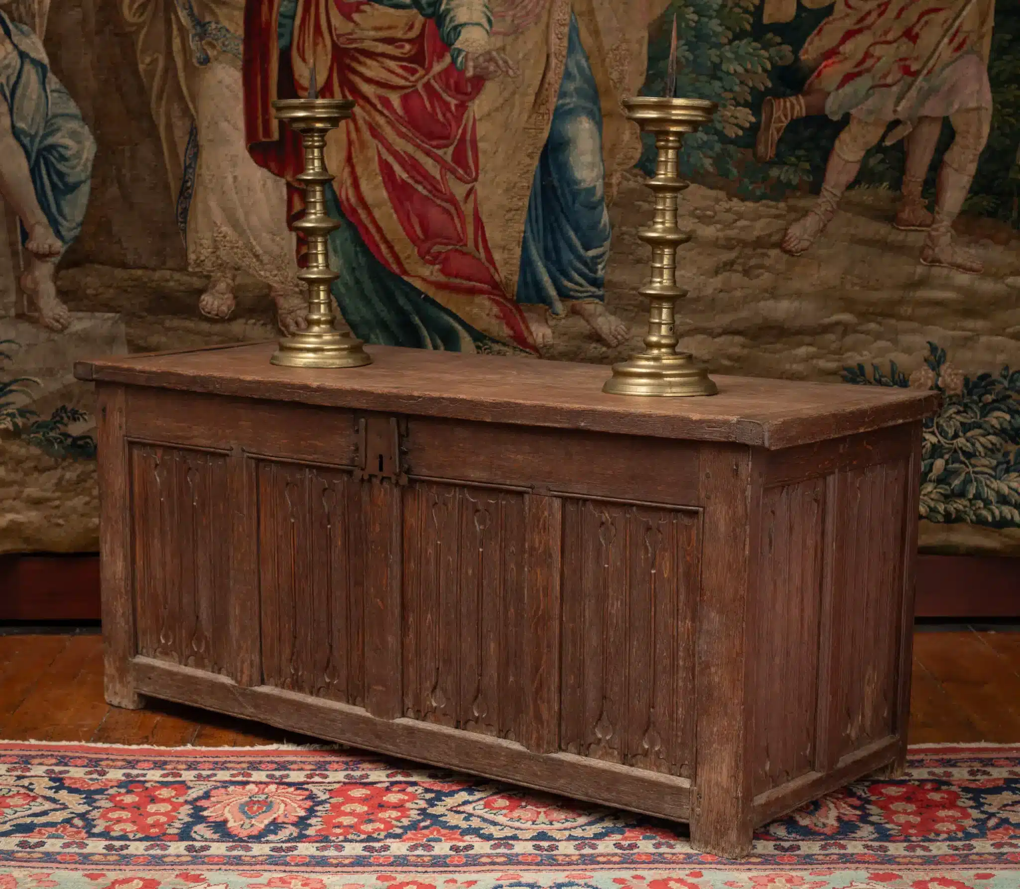 Henry VIII Joined Oak Linenfold Chest