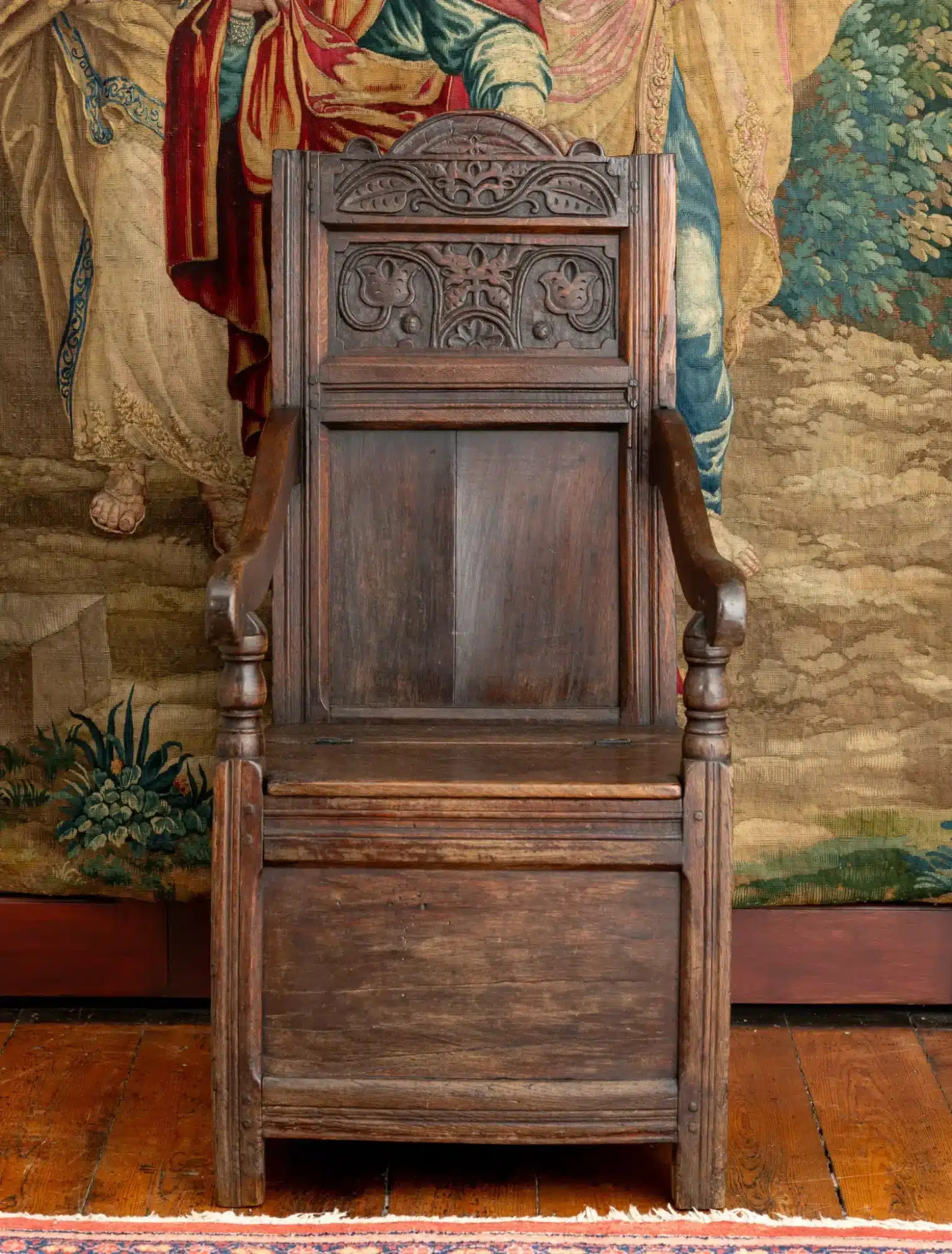 Charles II Joined Oak Box Chair