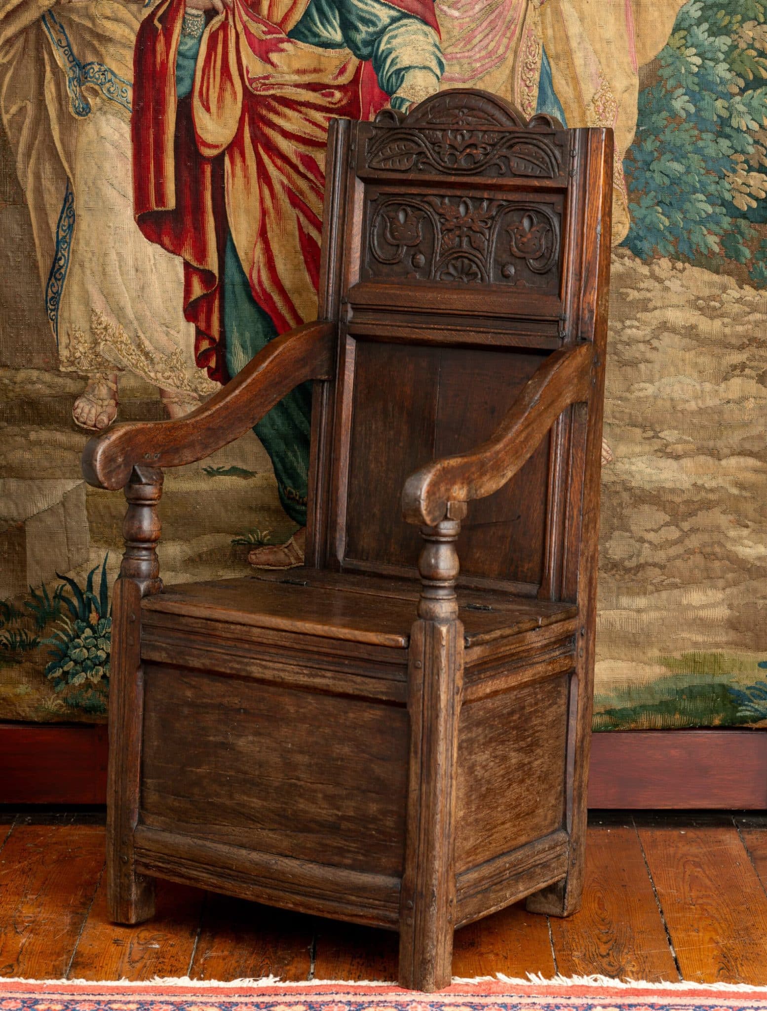 Charles II Joined Oak Box Chair