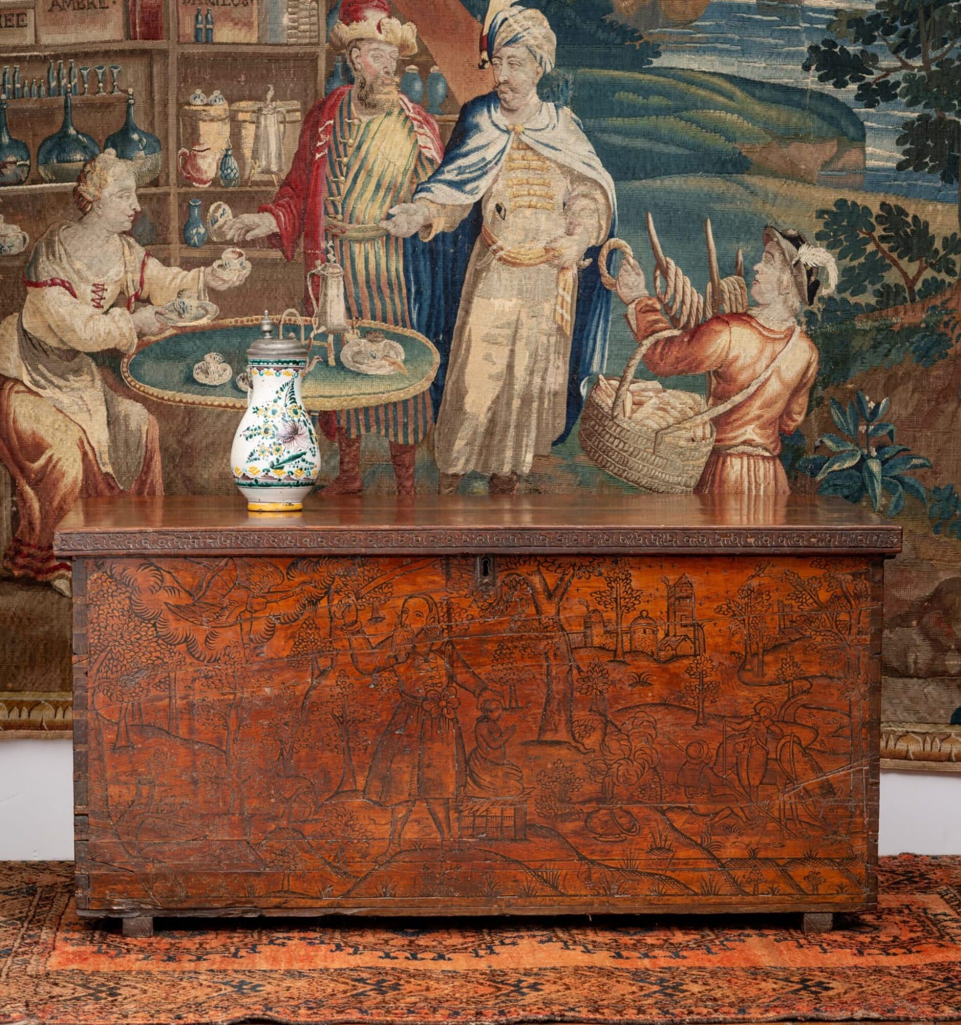 Early 17th-Century Italian Cedar Chest Depicting the Sacrifice of Isaac