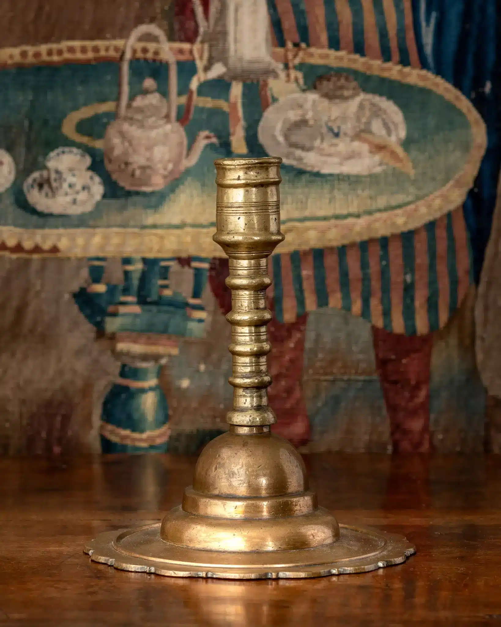 Flemish Renaissance Brass Candlestick of Unusual Form