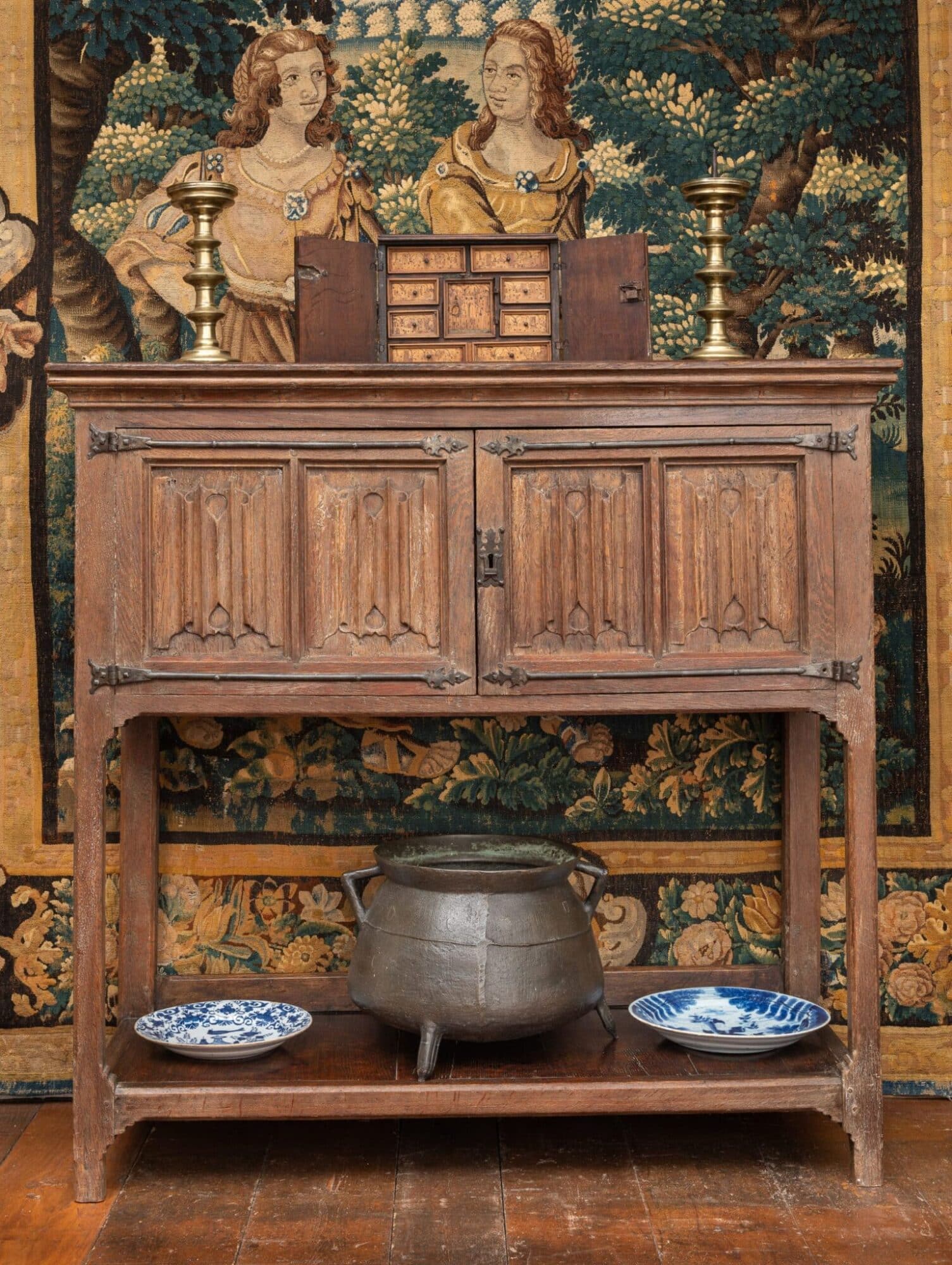 Gothic oak credence cupboard