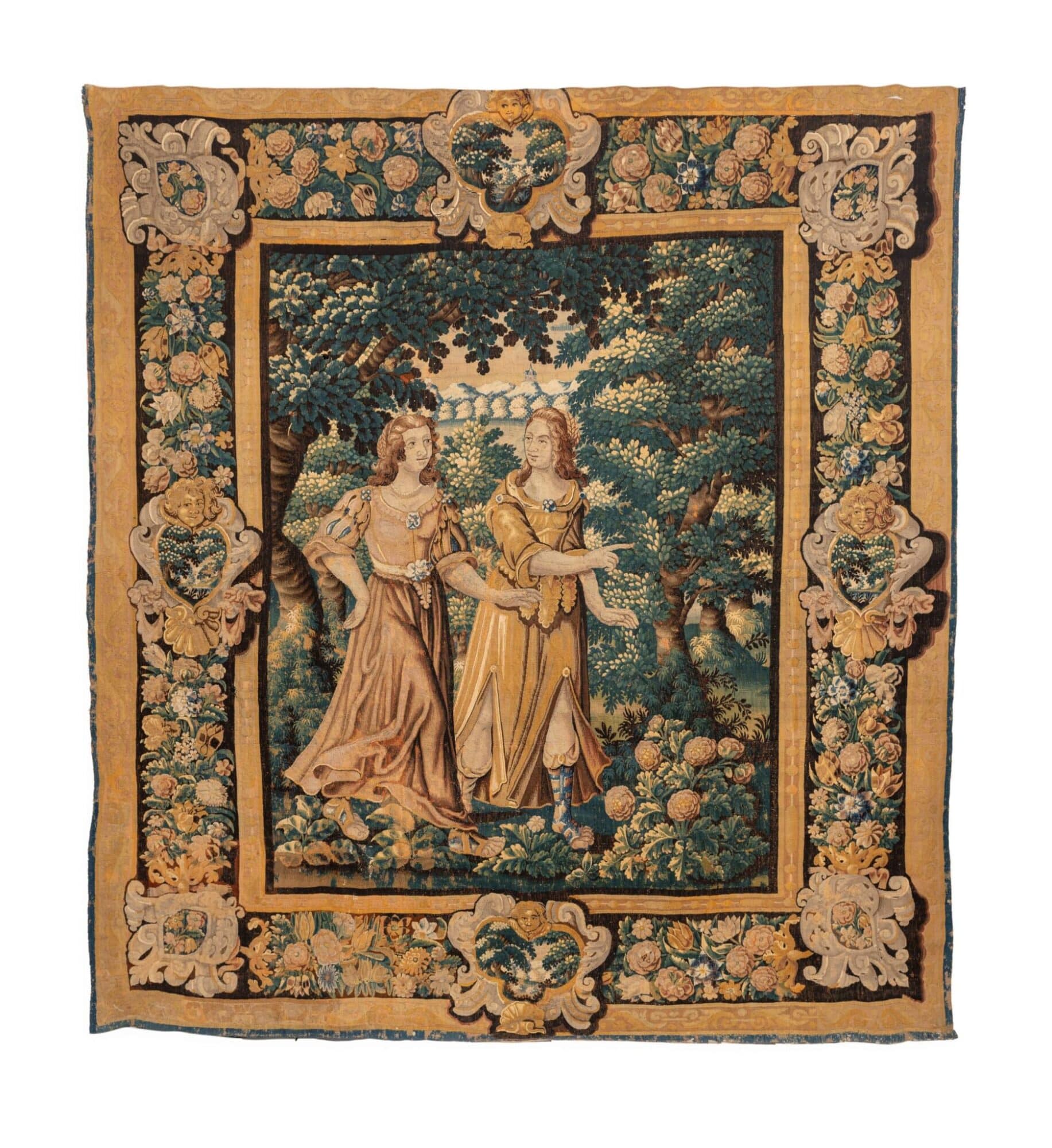 Brussels verdure tapestry with figures — Allegory of Spring/Summer