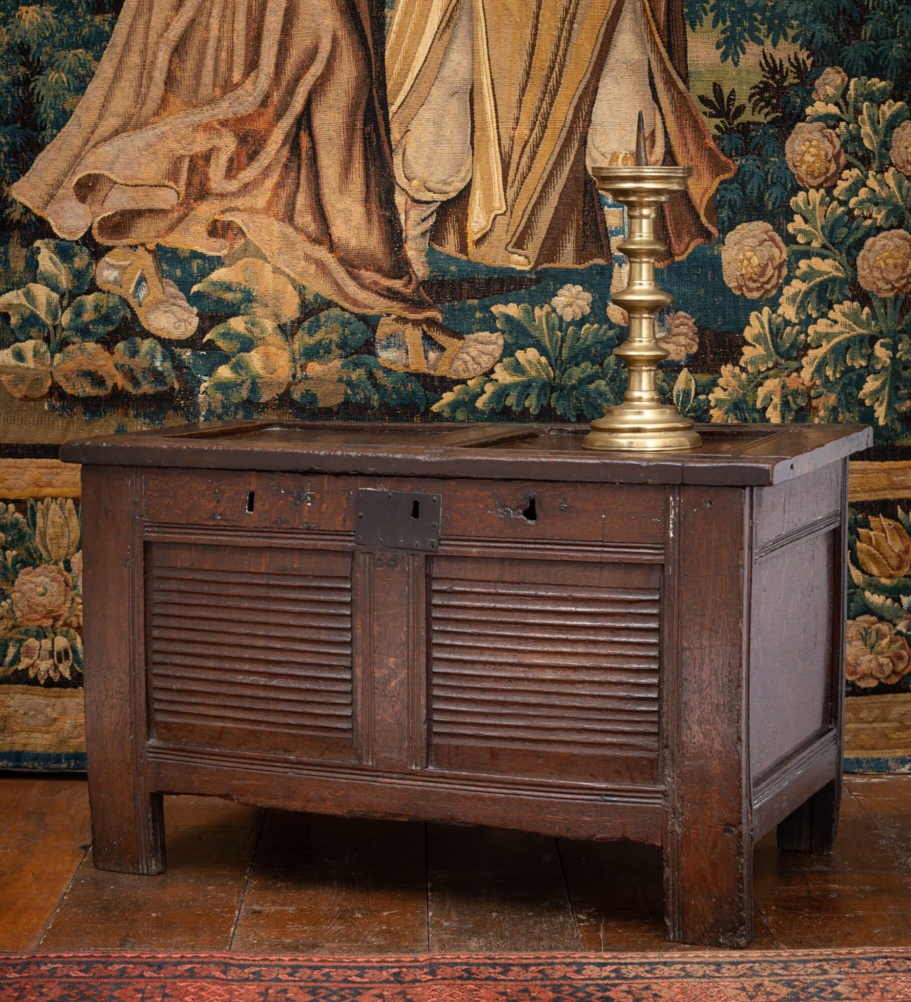 Henry VIII / Edward VI Oak Joined Chest with Horizontal Linenfold Panels