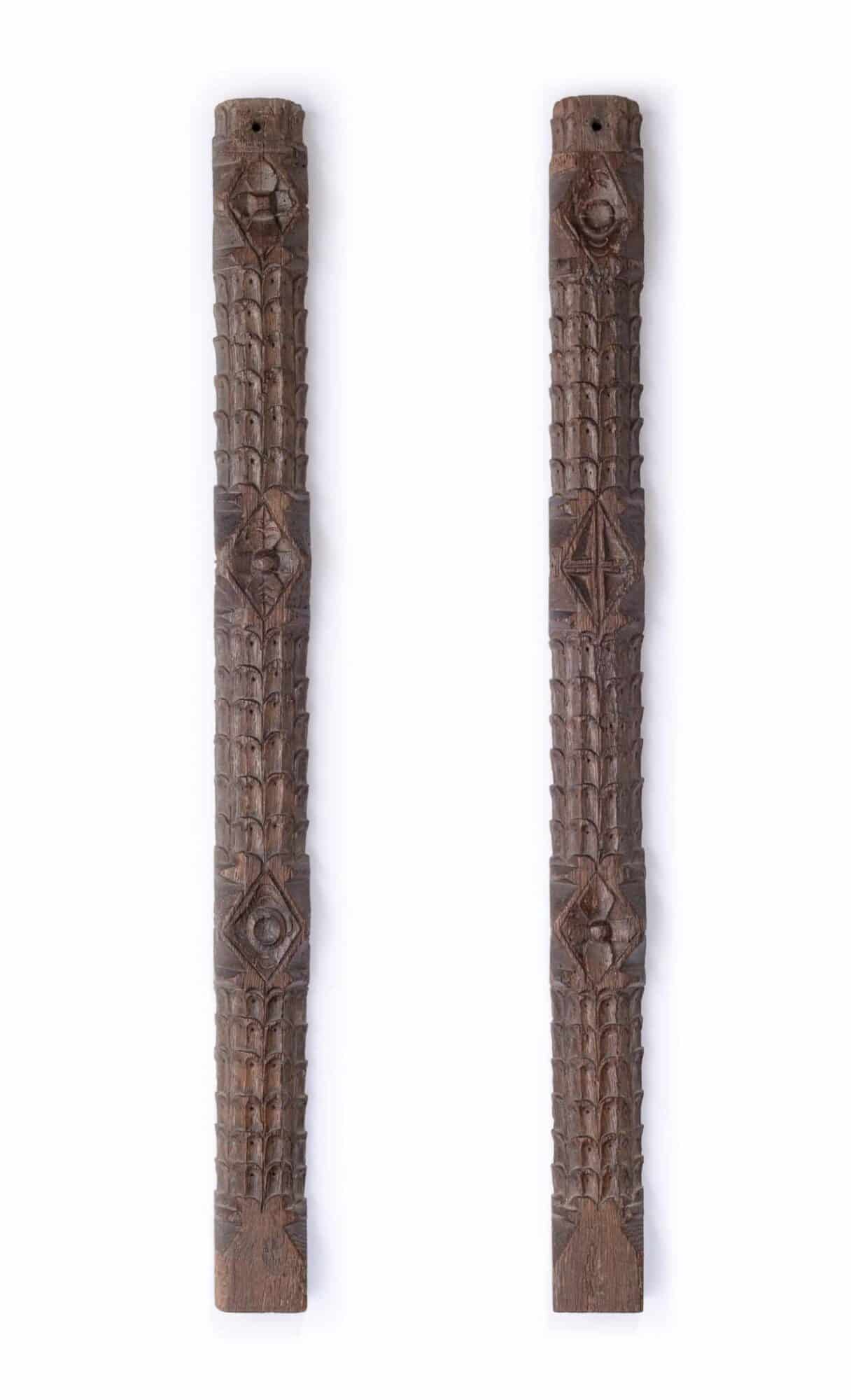 Henry VII oak carved pilasters