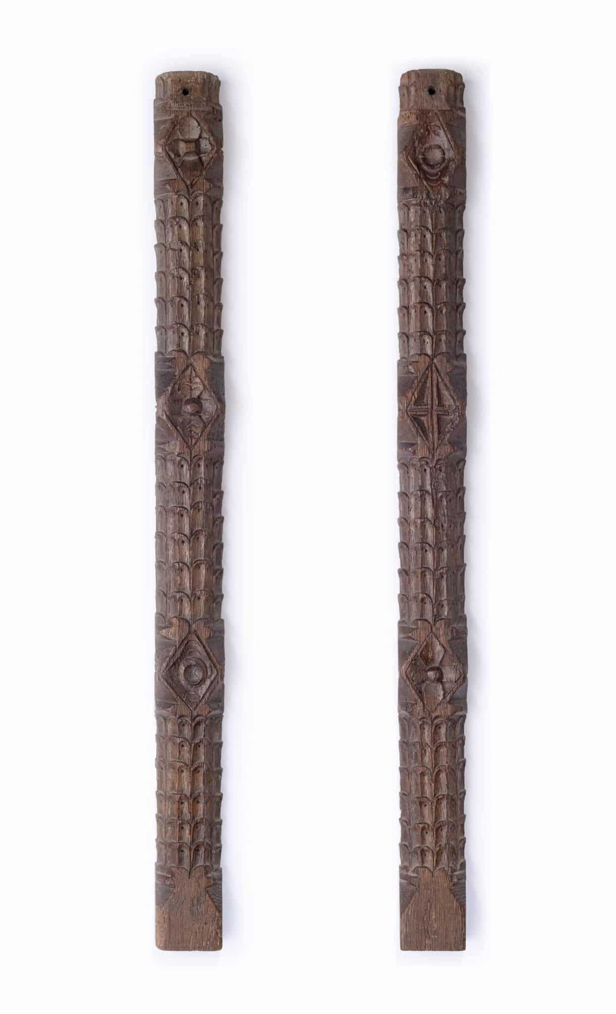 Henry VII oak carved pilasters