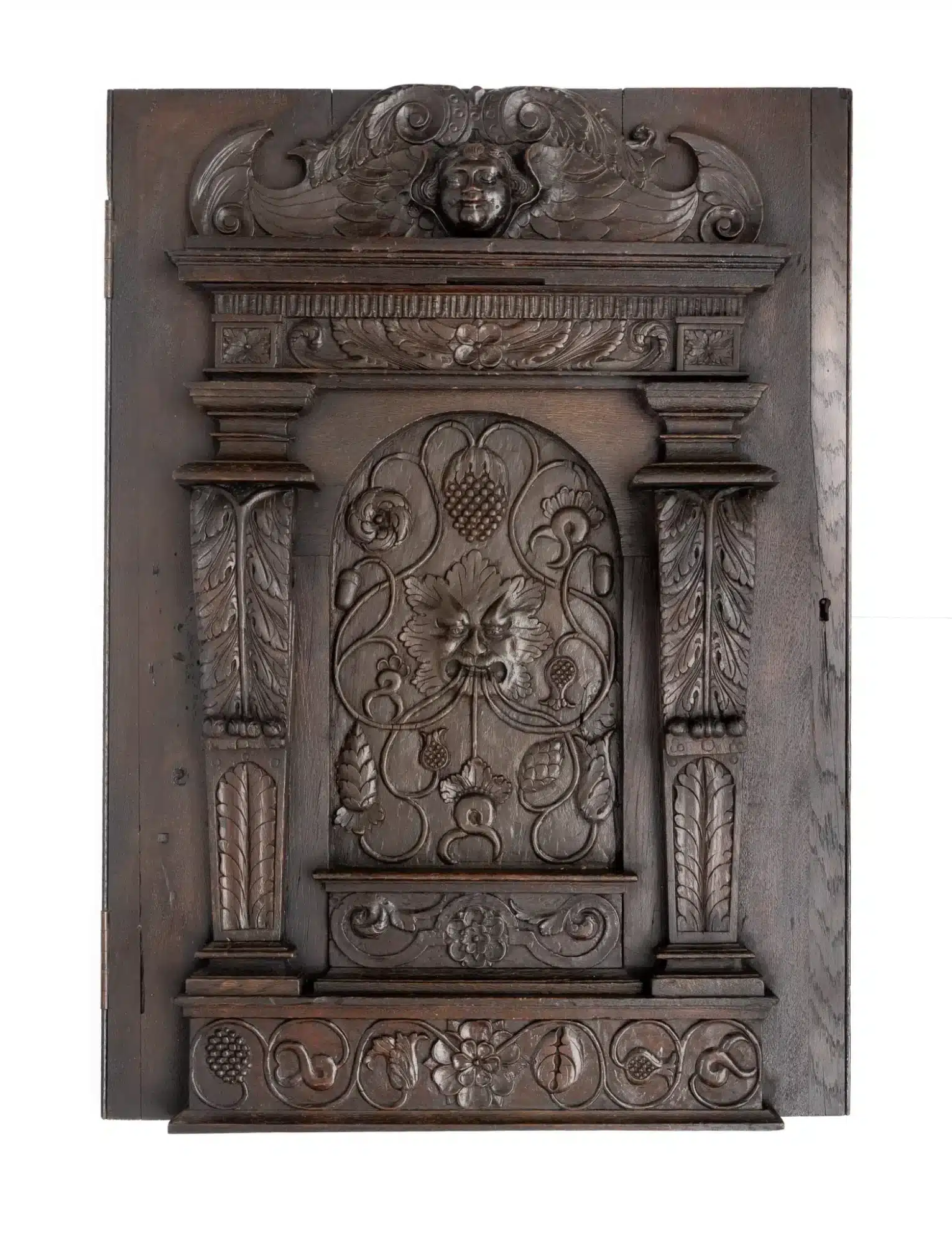 Green Man carved oak door
