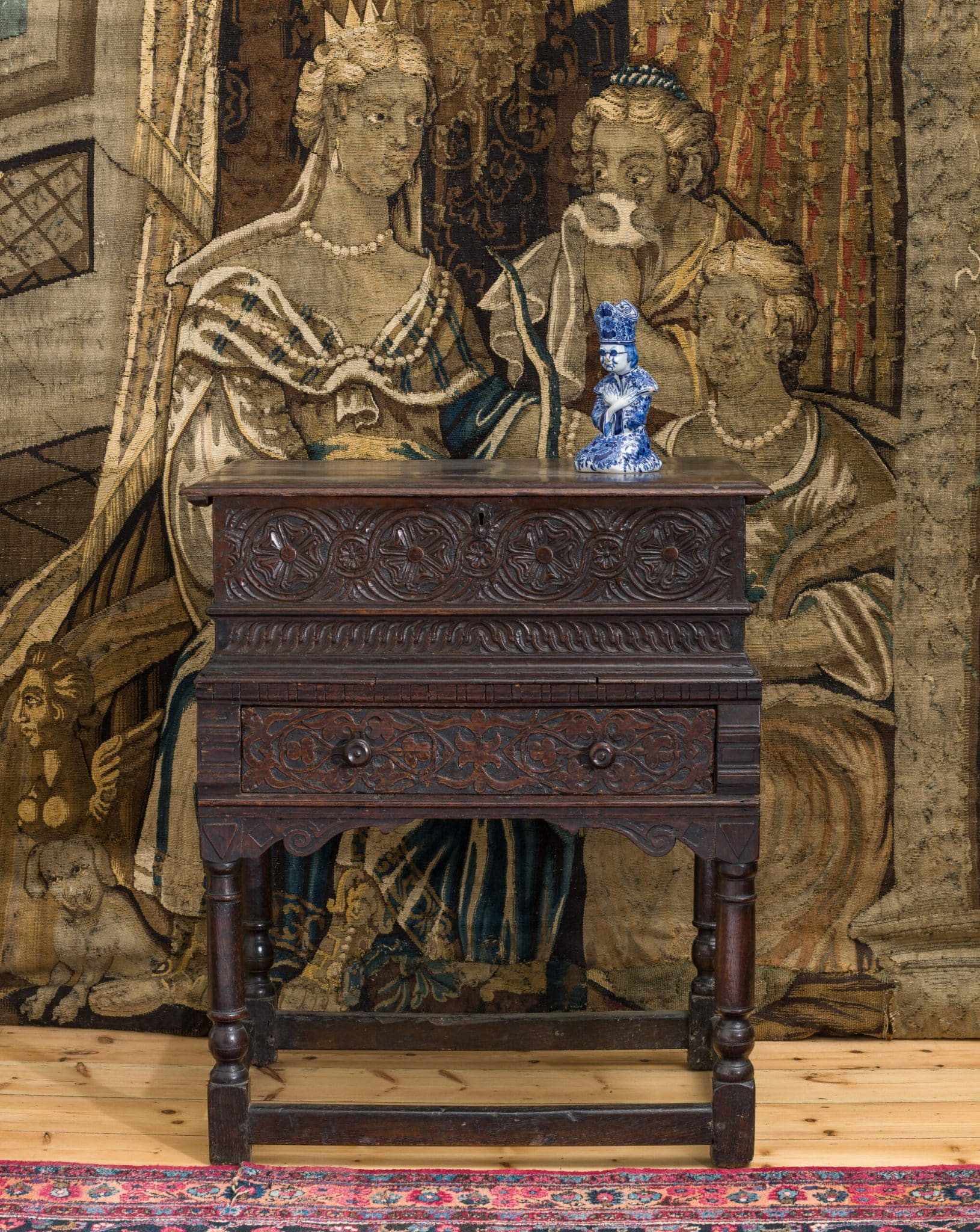 James I oak box on stand