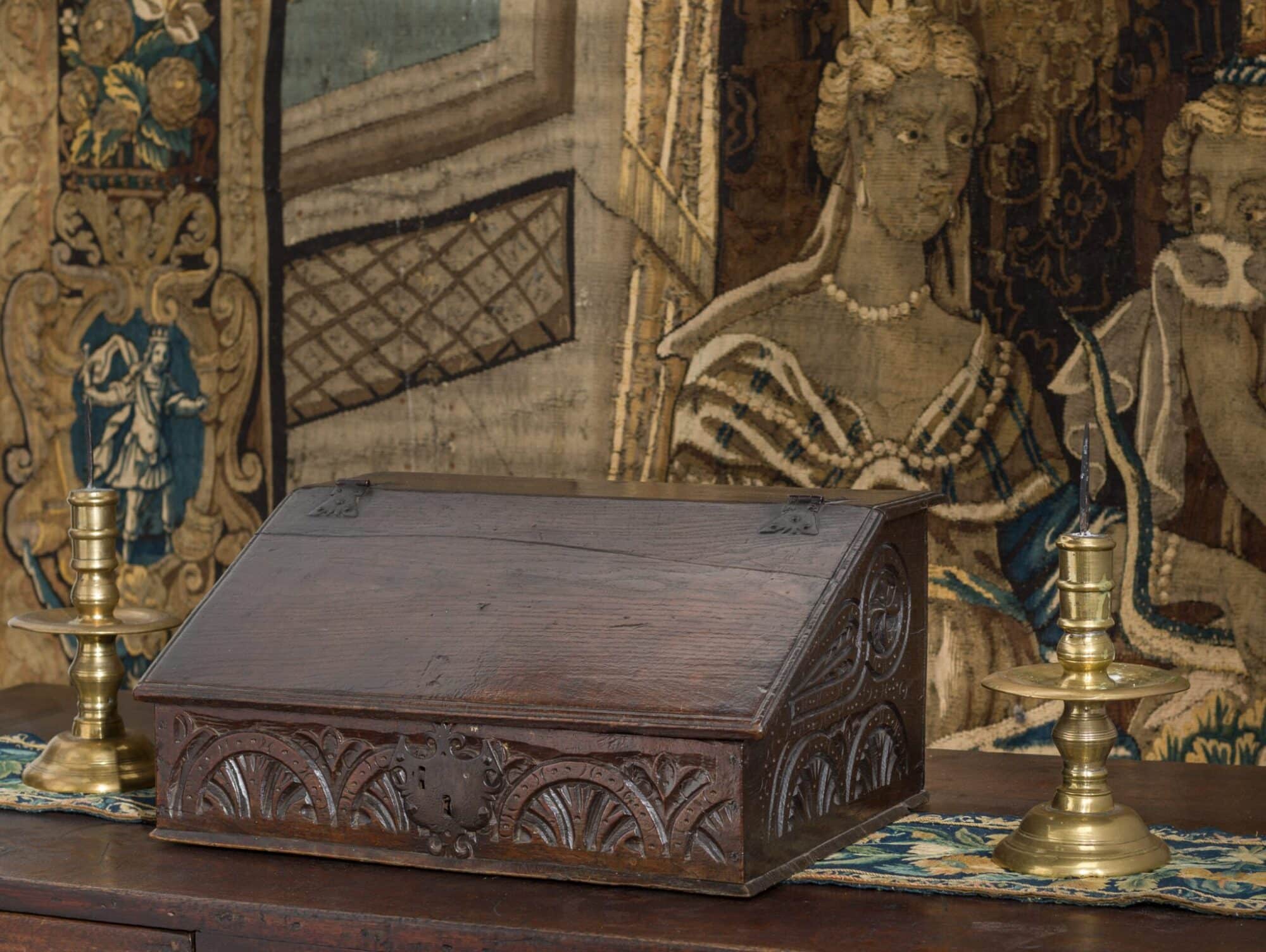 Charles II oak desk box