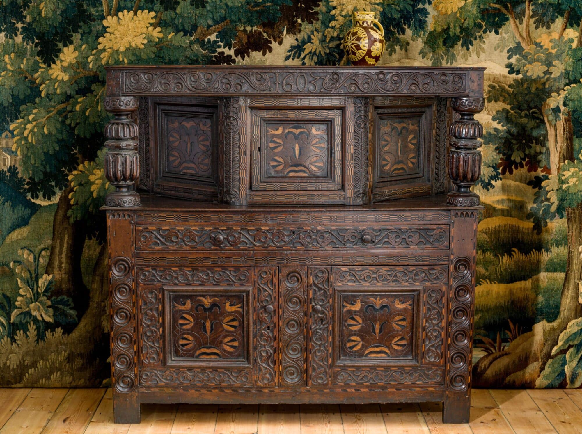 James I inlaid press cupboard