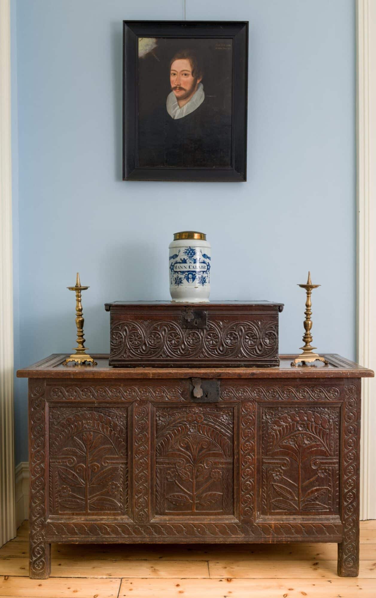 James I oak carved chest