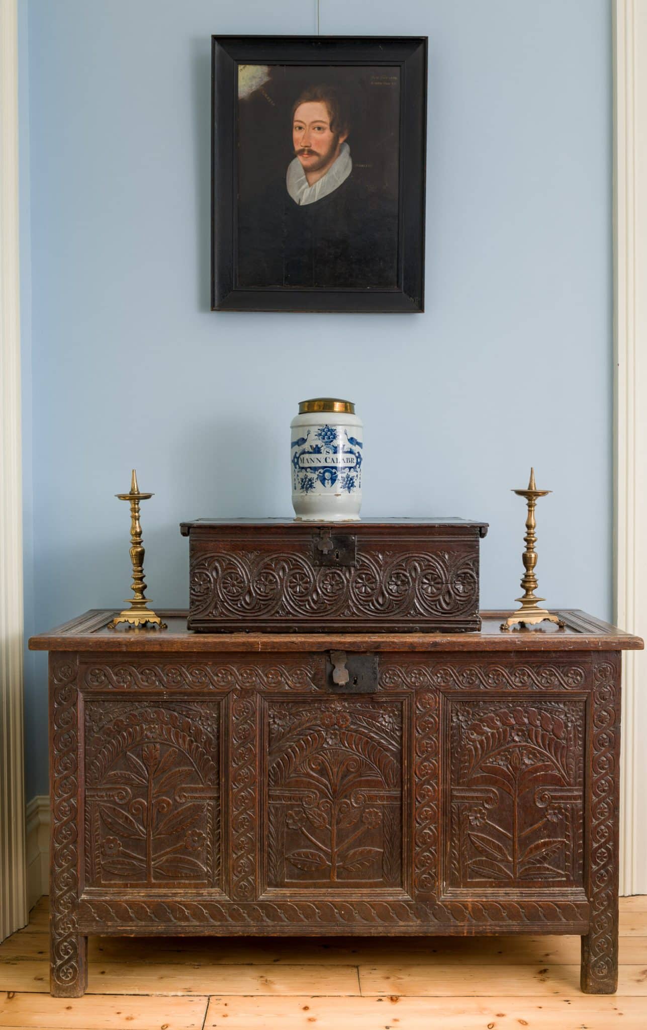 James I oak carved chest