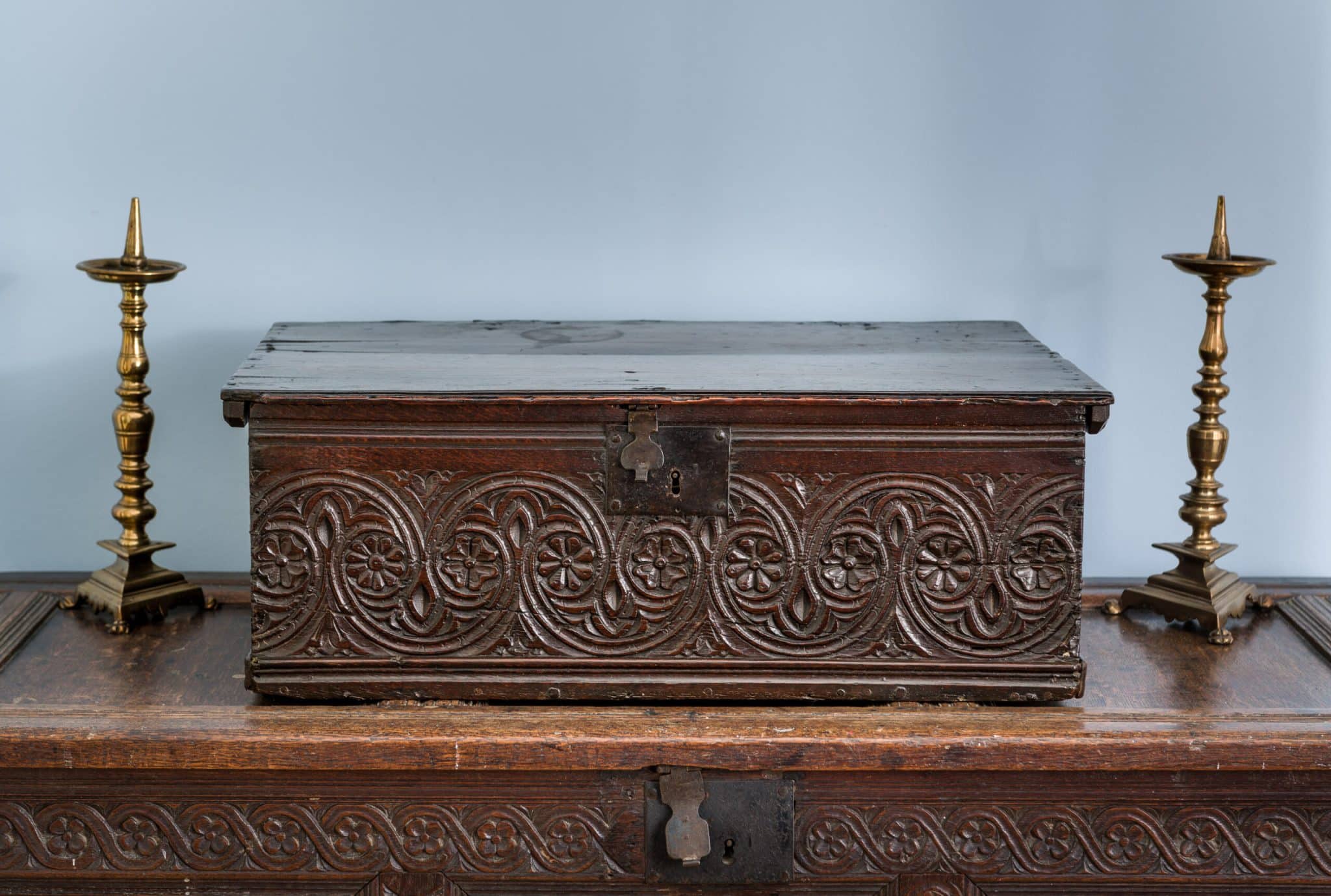 Charles II oak carved box