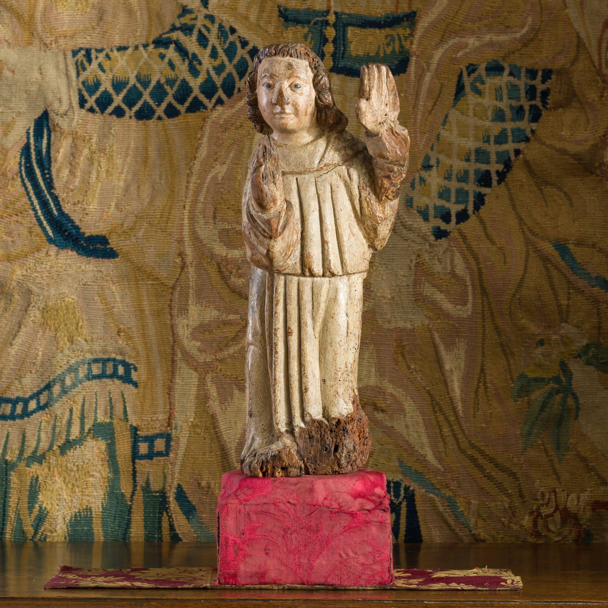Late Gothic Oak Sculpture of a Winged Angel
