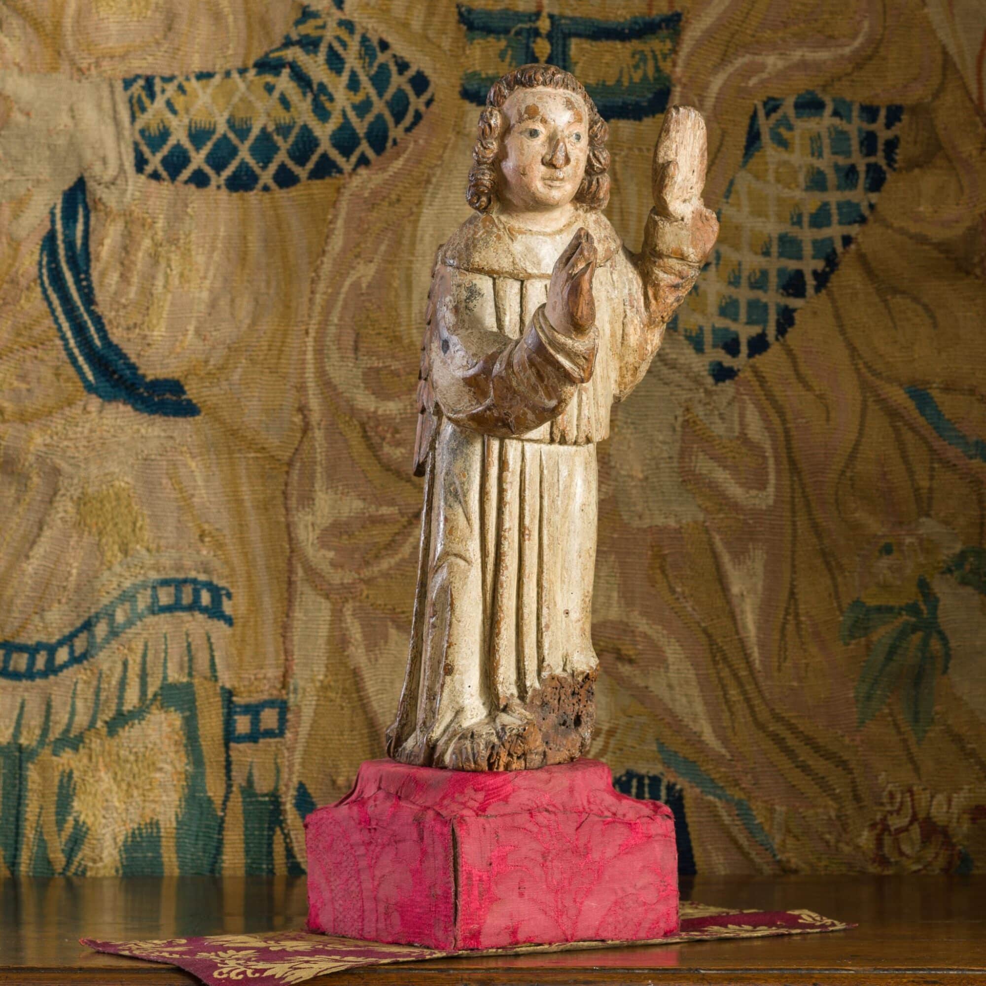 Late Gothic Oak Sculpture of a Winged Angel