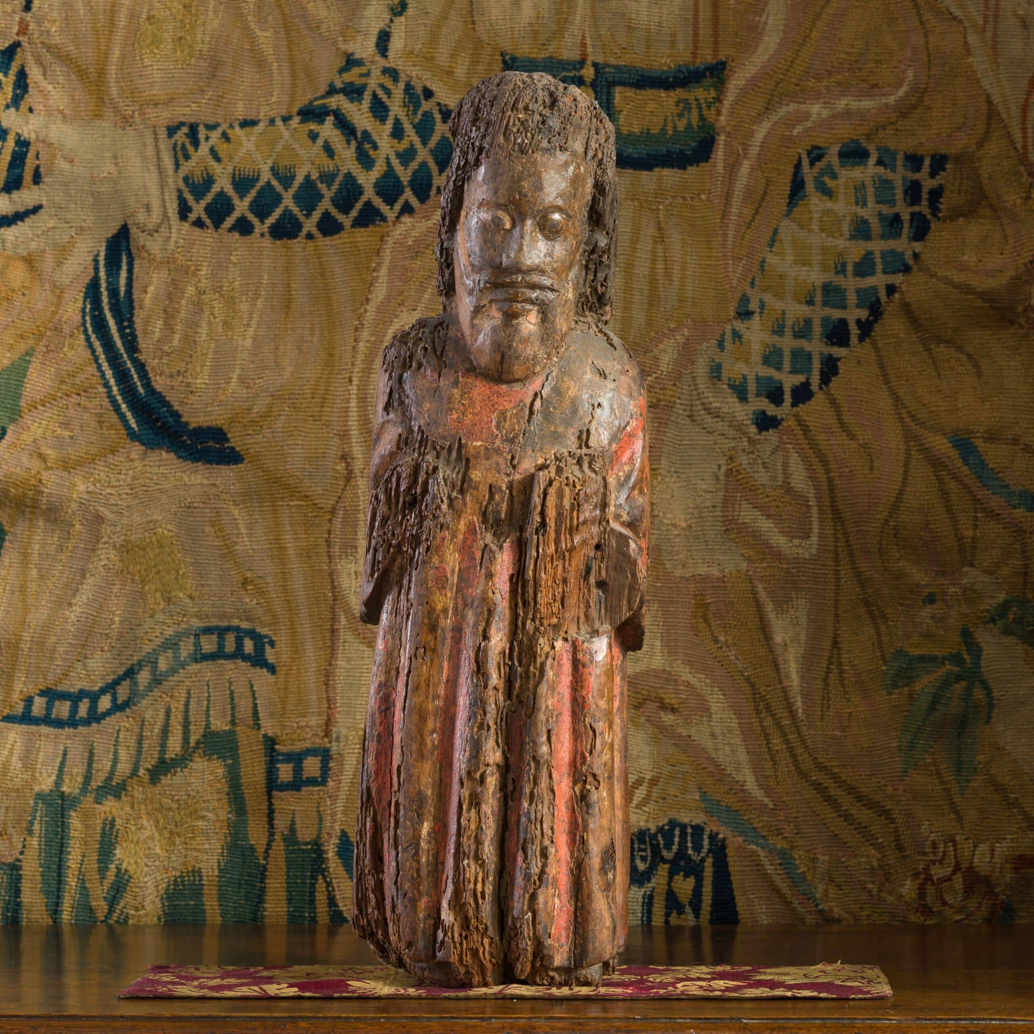 French Romanesque / Early Gothic Oak Sculpture of a Saint or Apostle