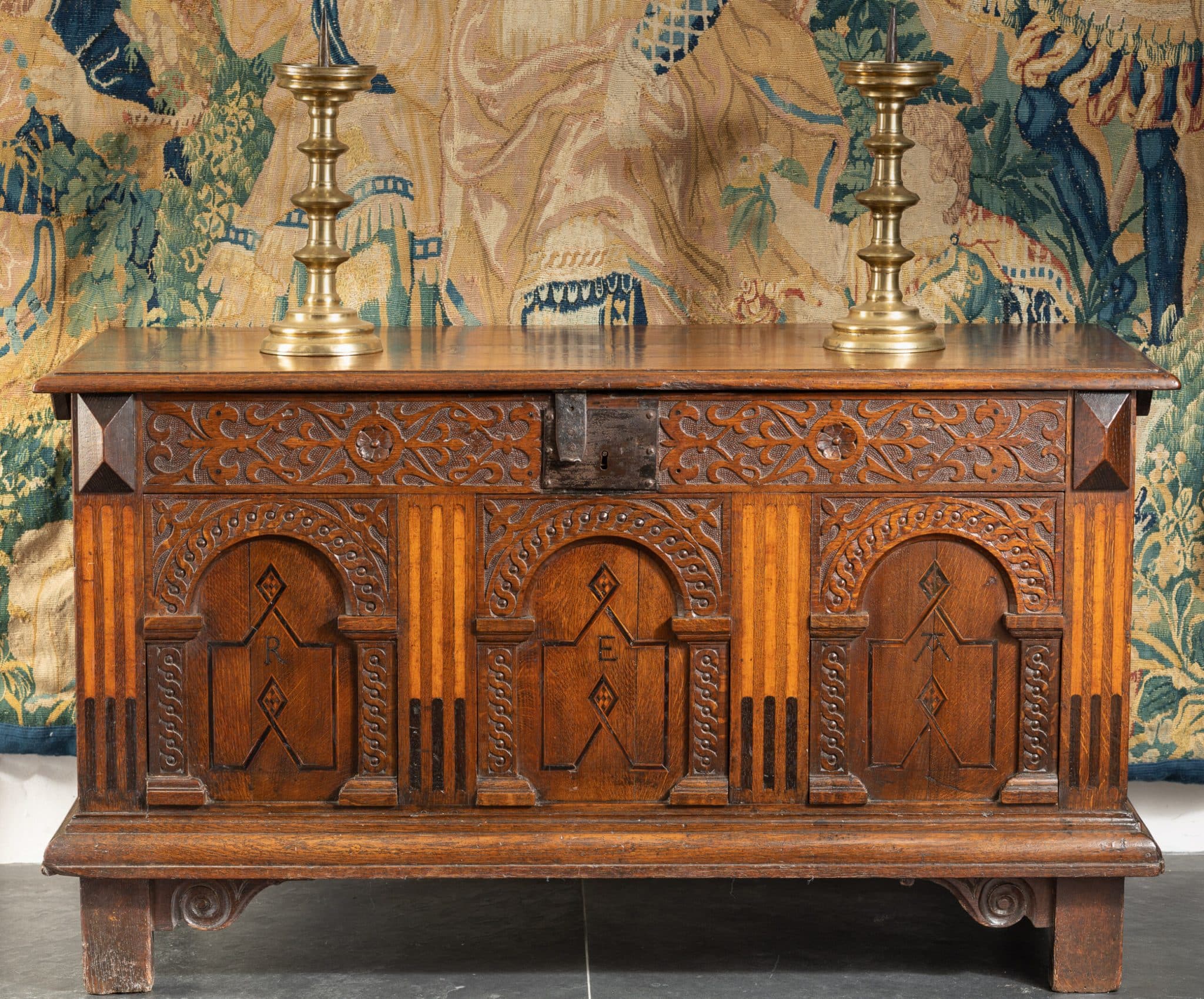 James I inlaid oak chest