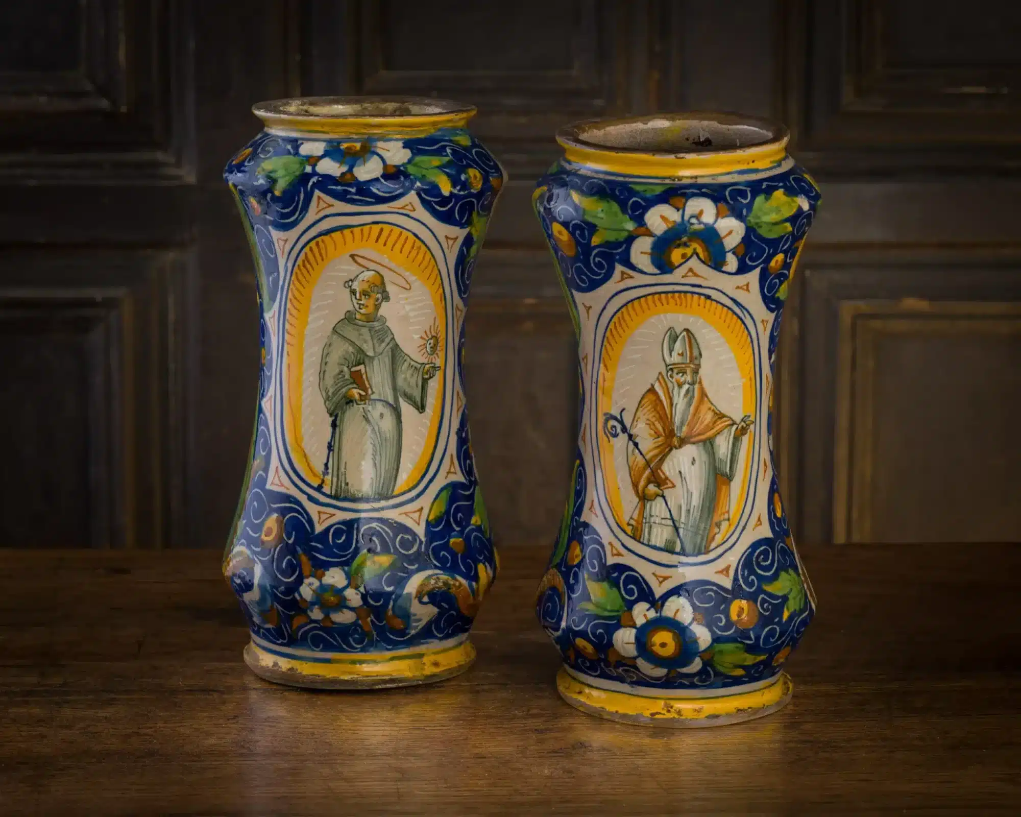 Pair of Renaissance Albarello jars