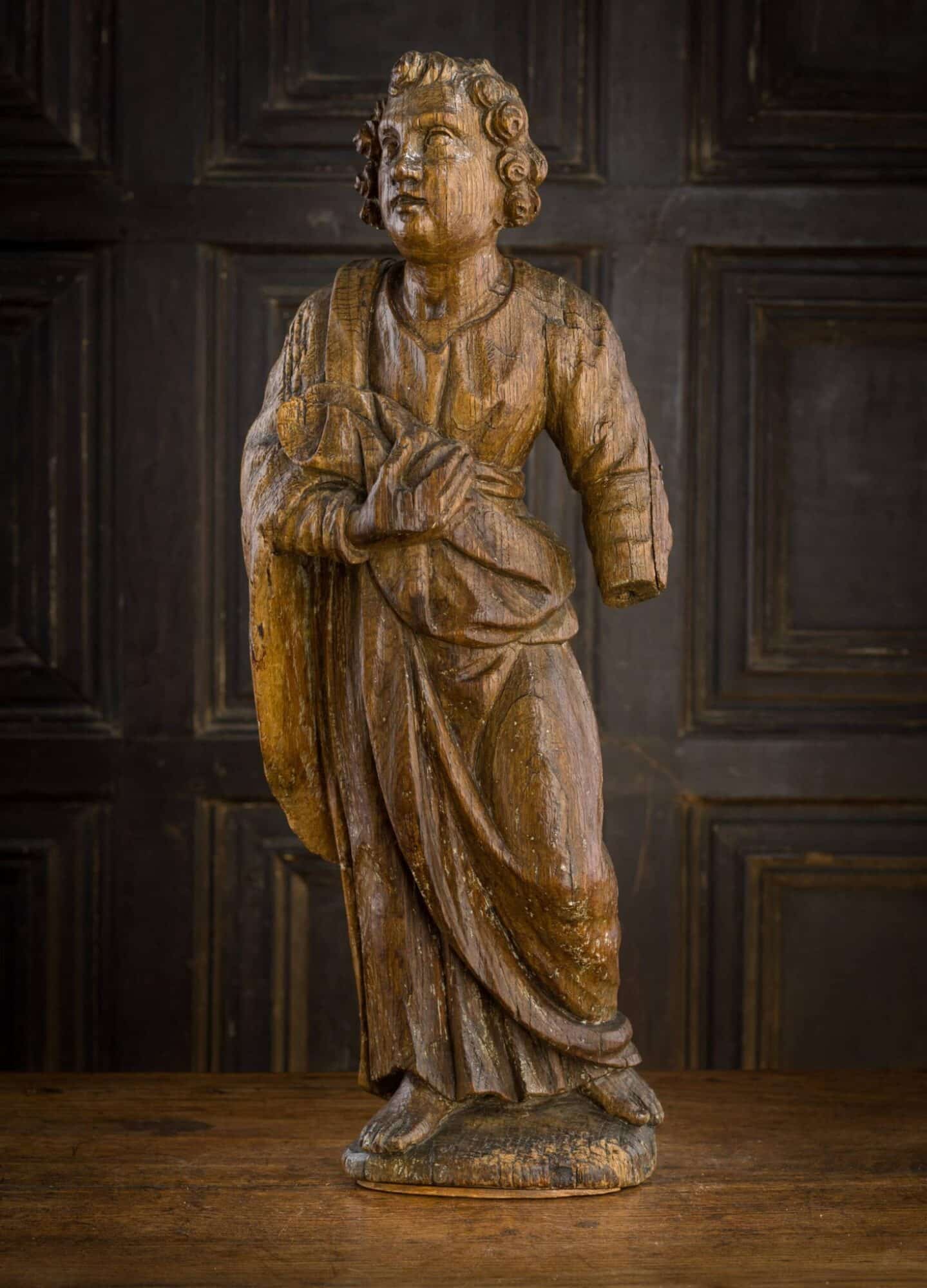 Renaissance Oak Sculpture of a Male Saint
