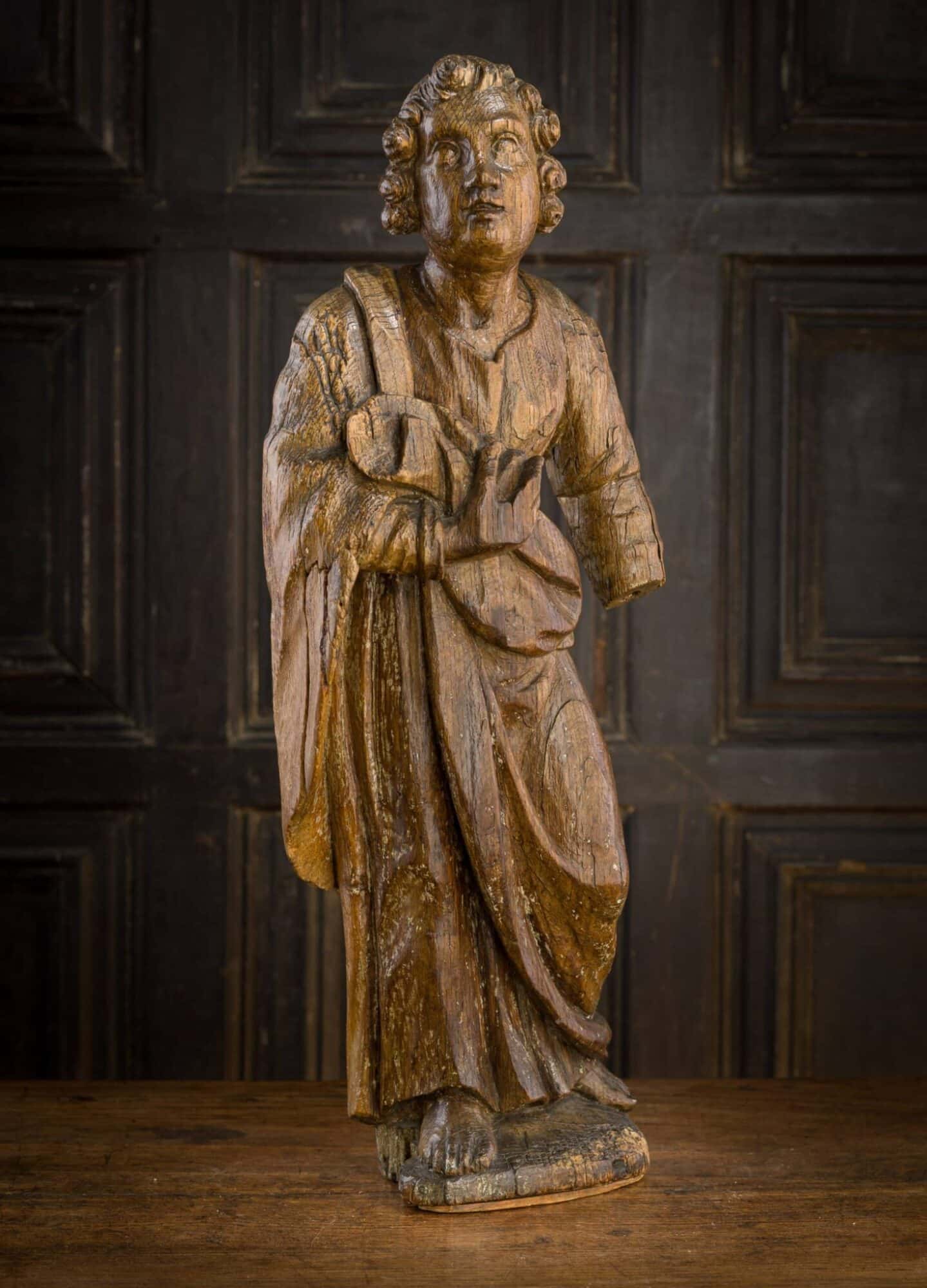 Renaissance Oak Sculpture of a Male Saint