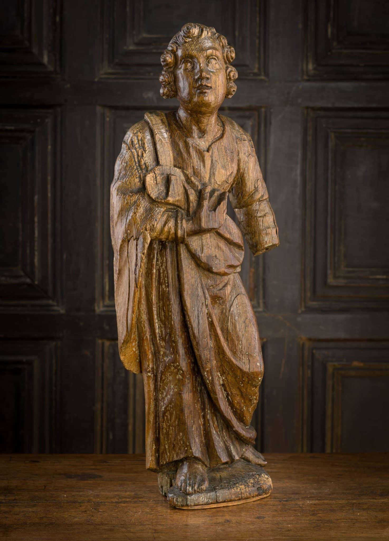 Renaissance Oak Sculpture of a Male Saint