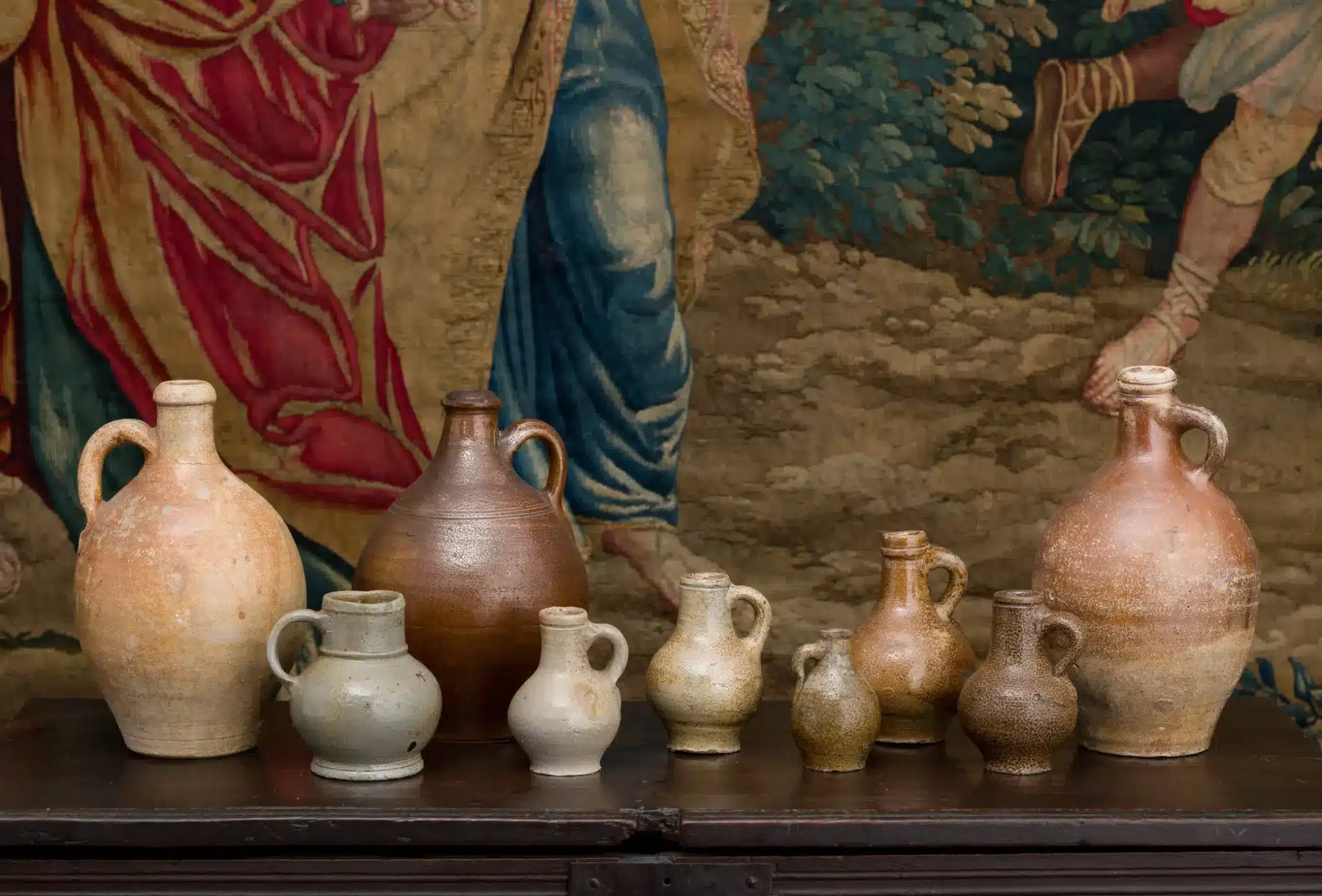 Group of Nine 17th-Century Salt-Glazed Jugs