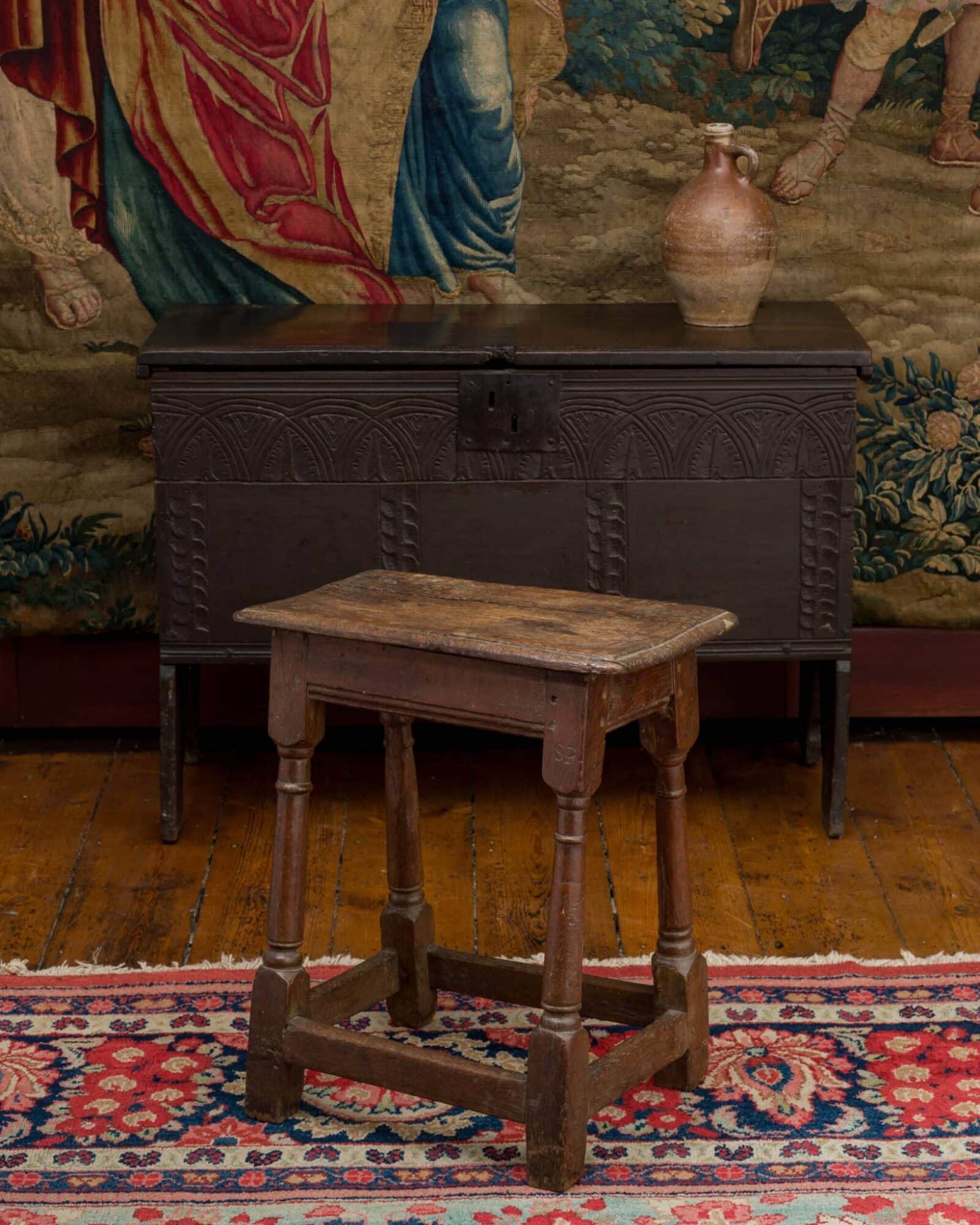 Charles II joined oak stool