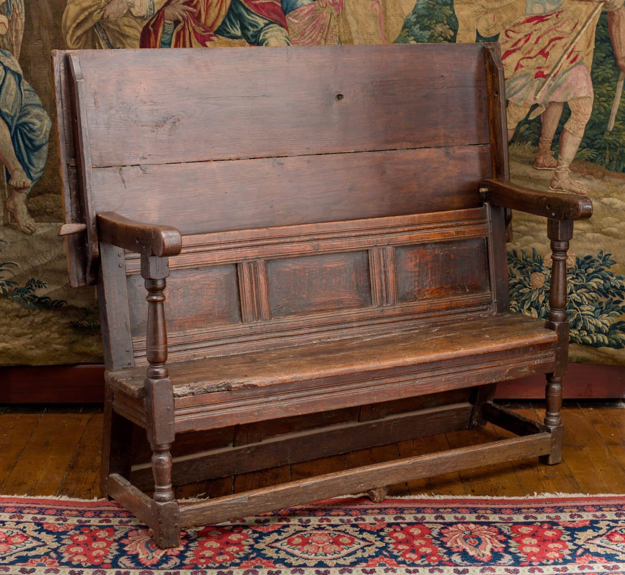 Charles I Joined Oak and Elm Settle-Table