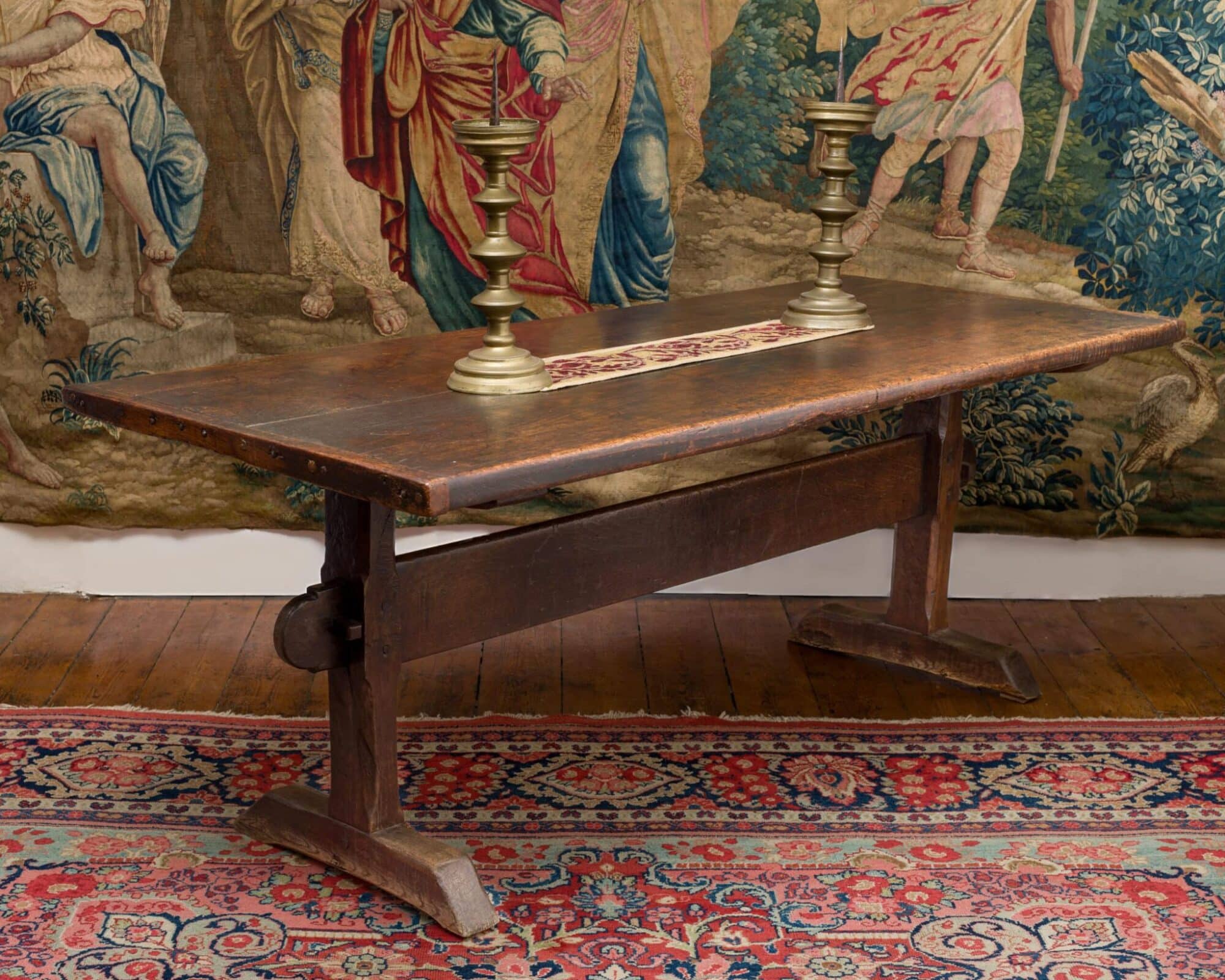 Charles II oak trestle table