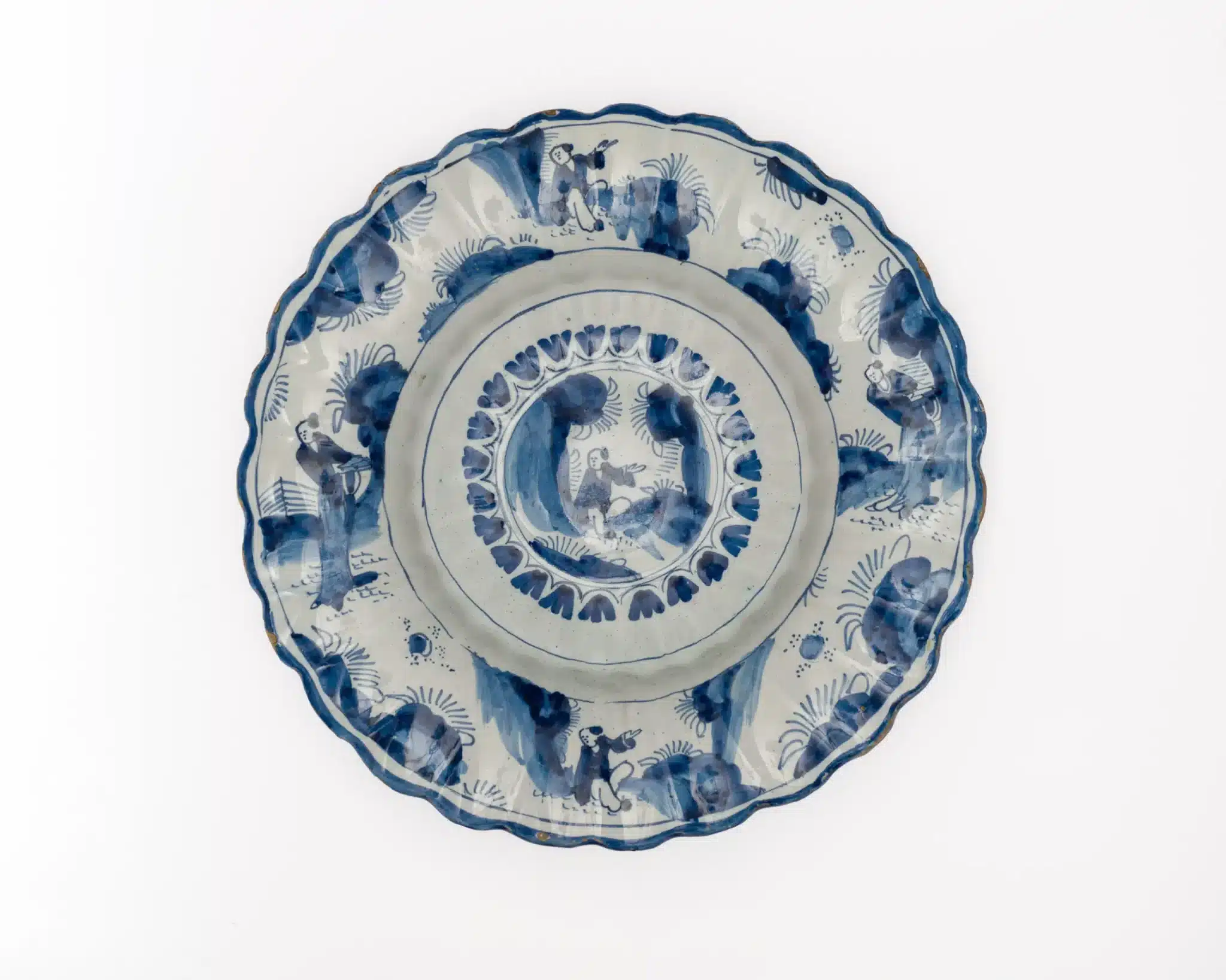 English Blue and White Tin-Glazed Charger