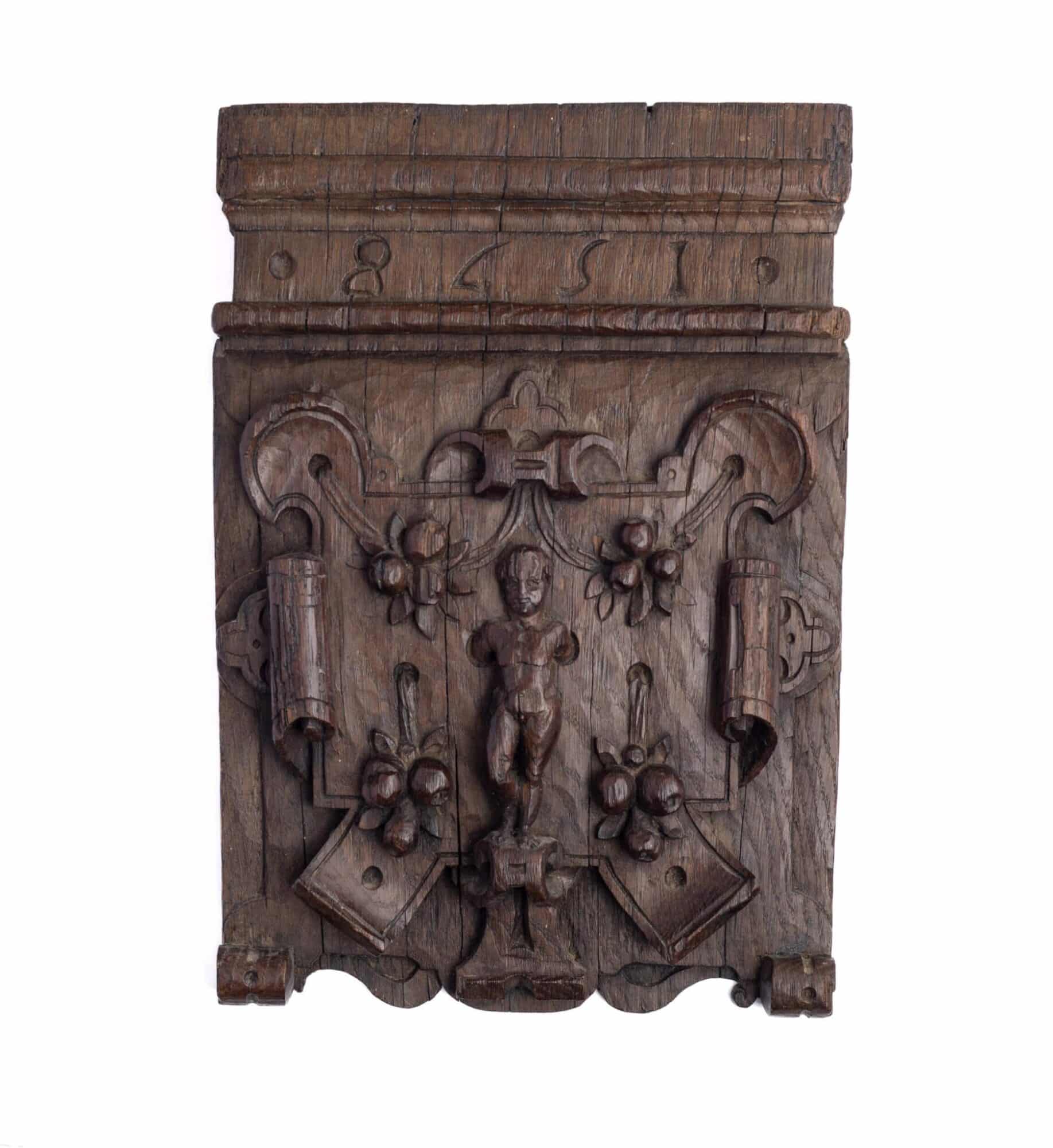 Elizabeth I Carved Oak Capitals, Dated 1578