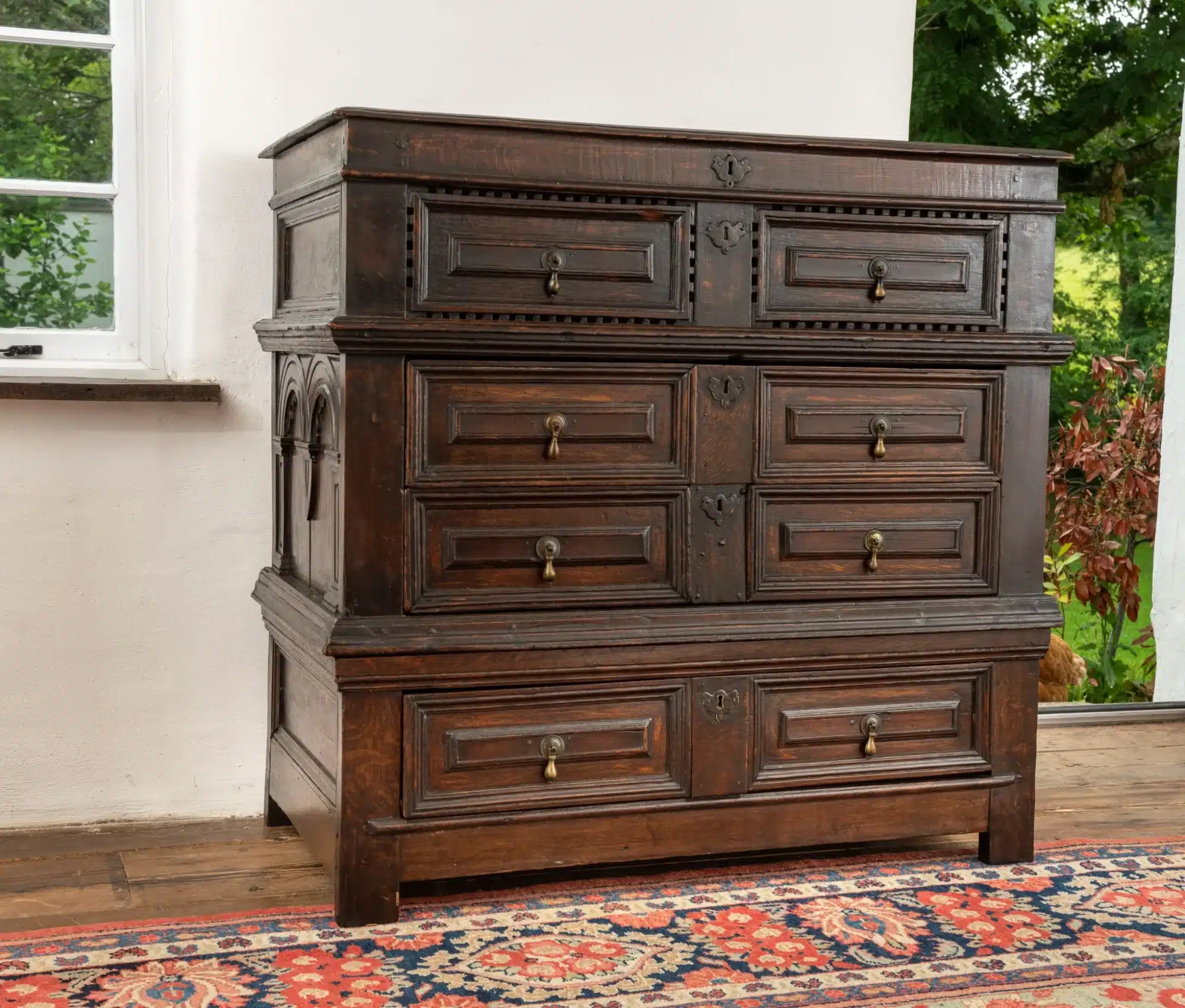 Charles I joined oak chest of drawers