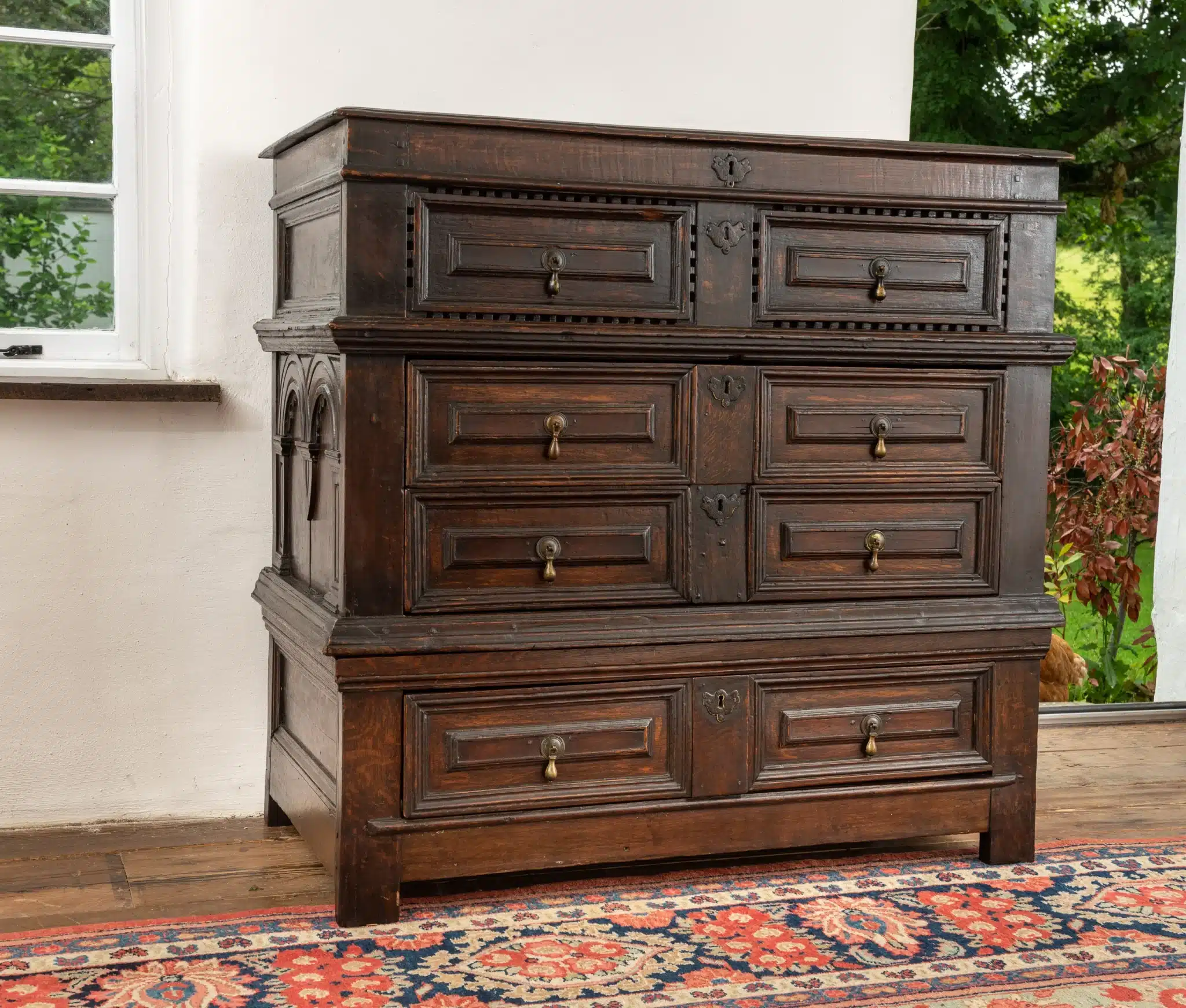 Charles I joined oak chest of drawers