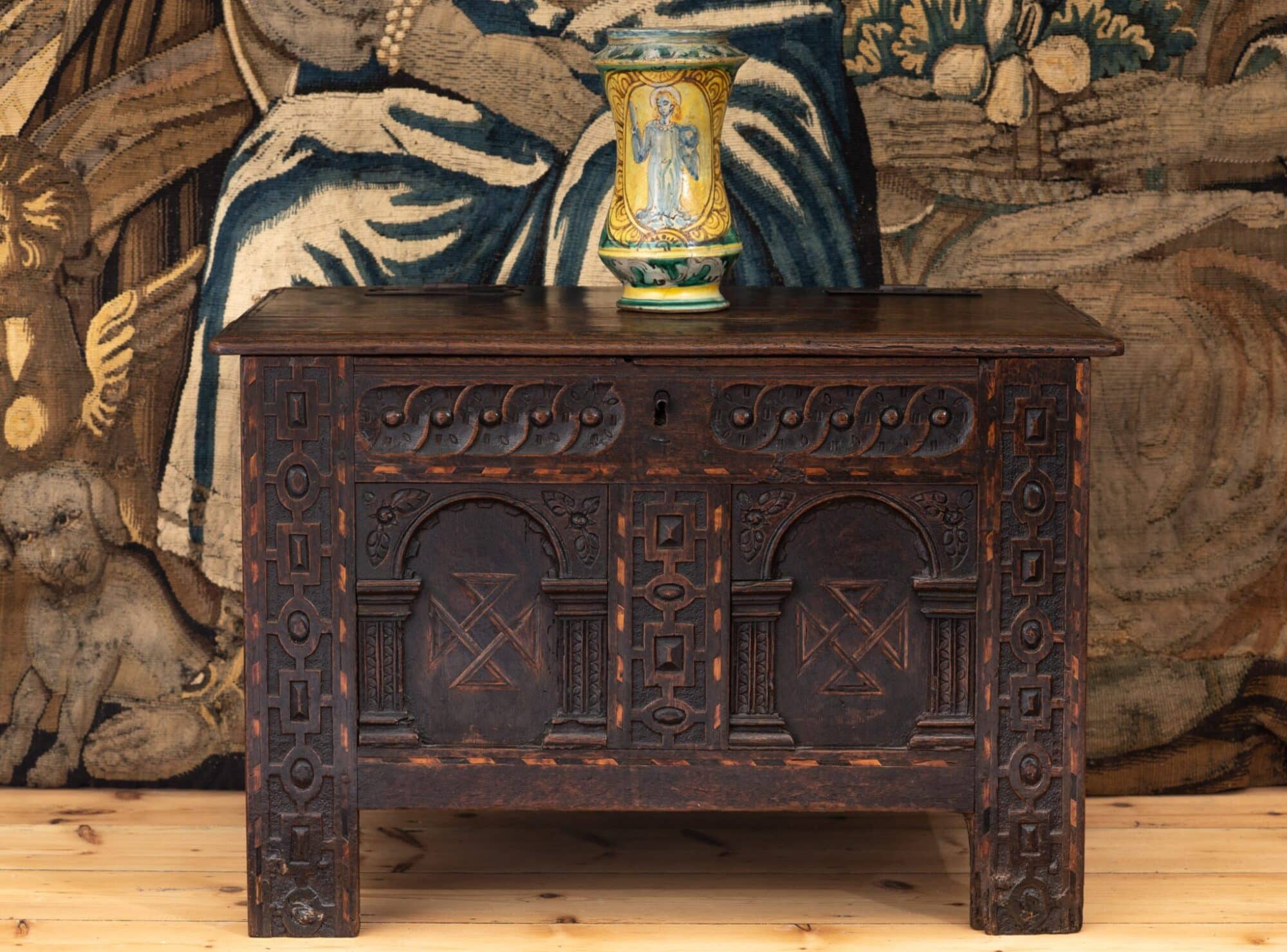 Elizabeth I inlaid oak chest