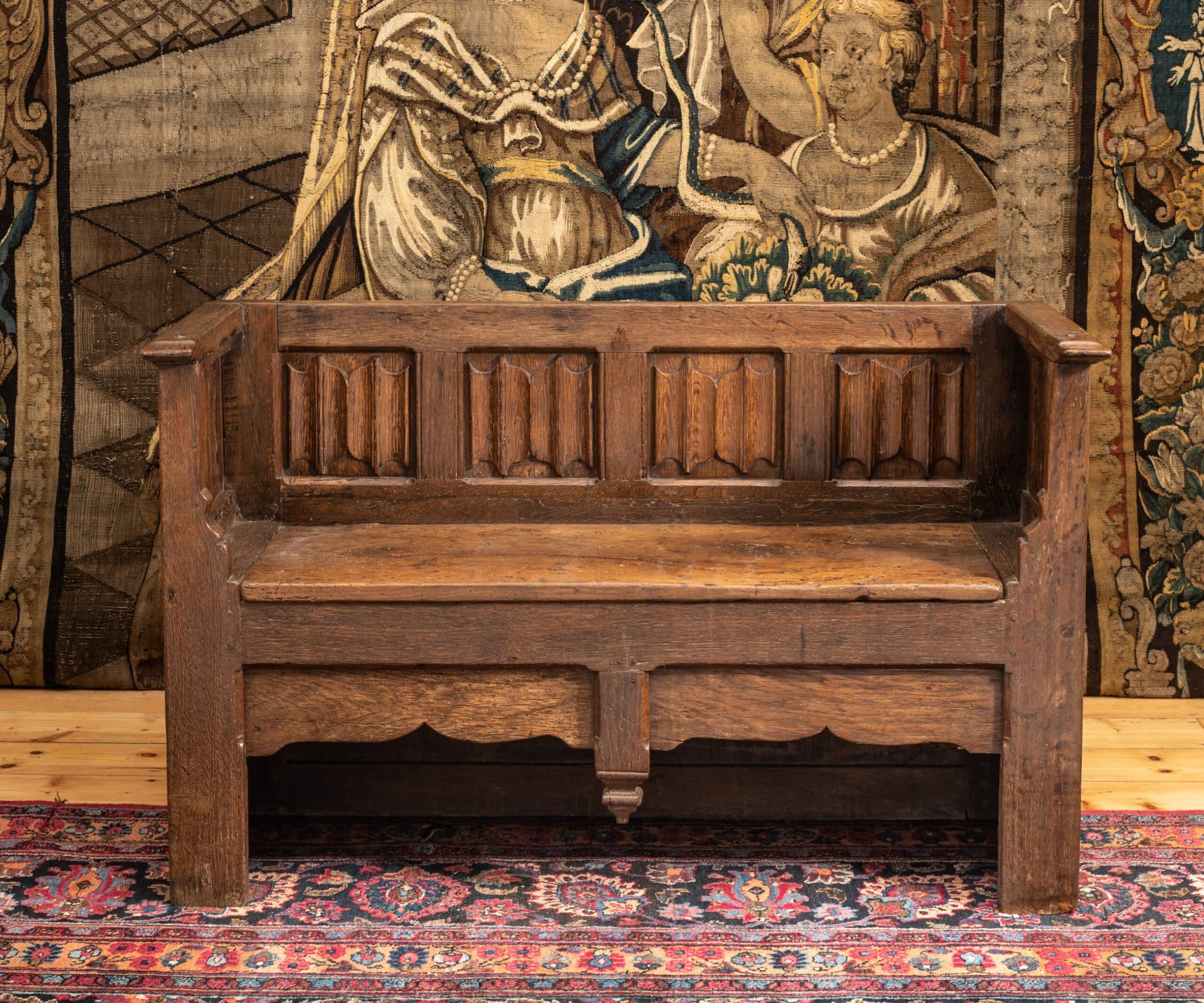 Gothic linenfold bench