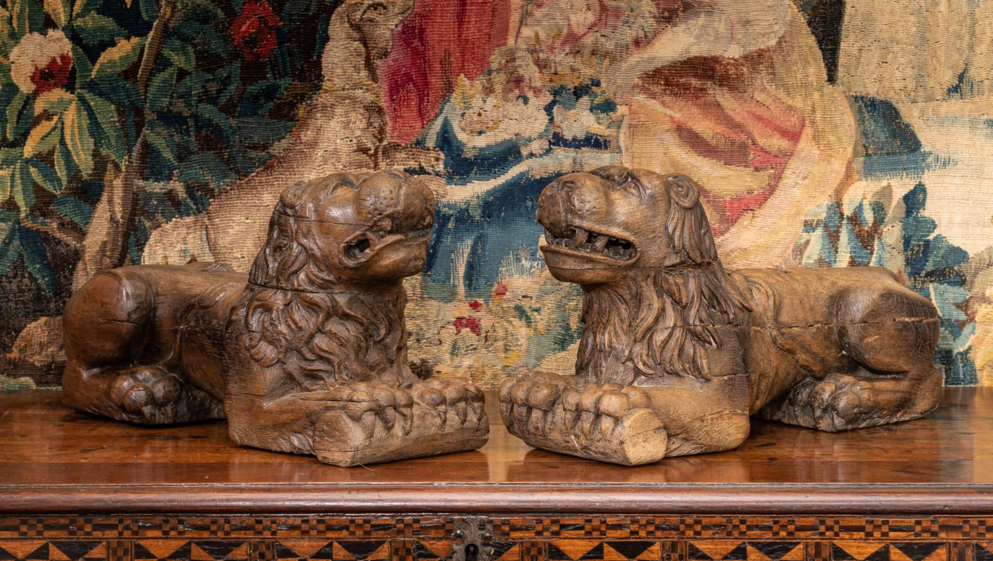 17th century recumbent lions