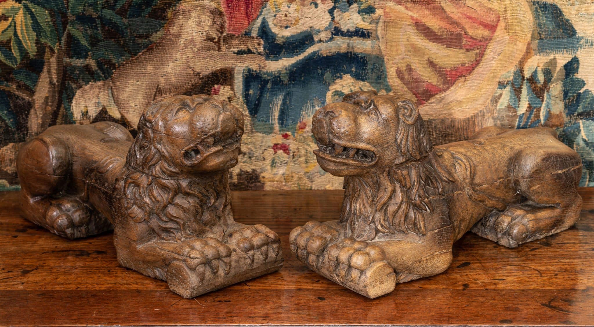 17th century recumbent lions