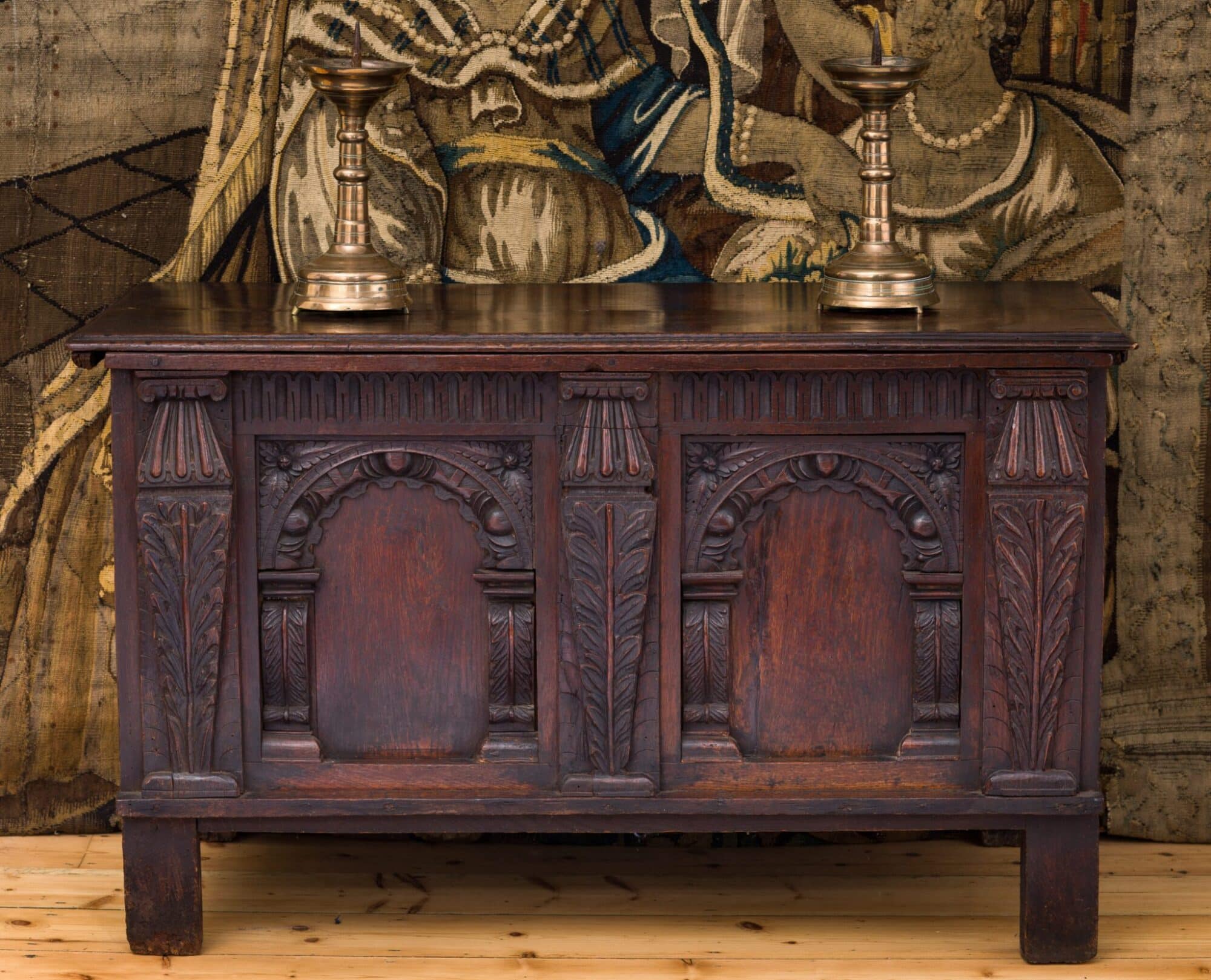 Elizabeth I oak carved chest