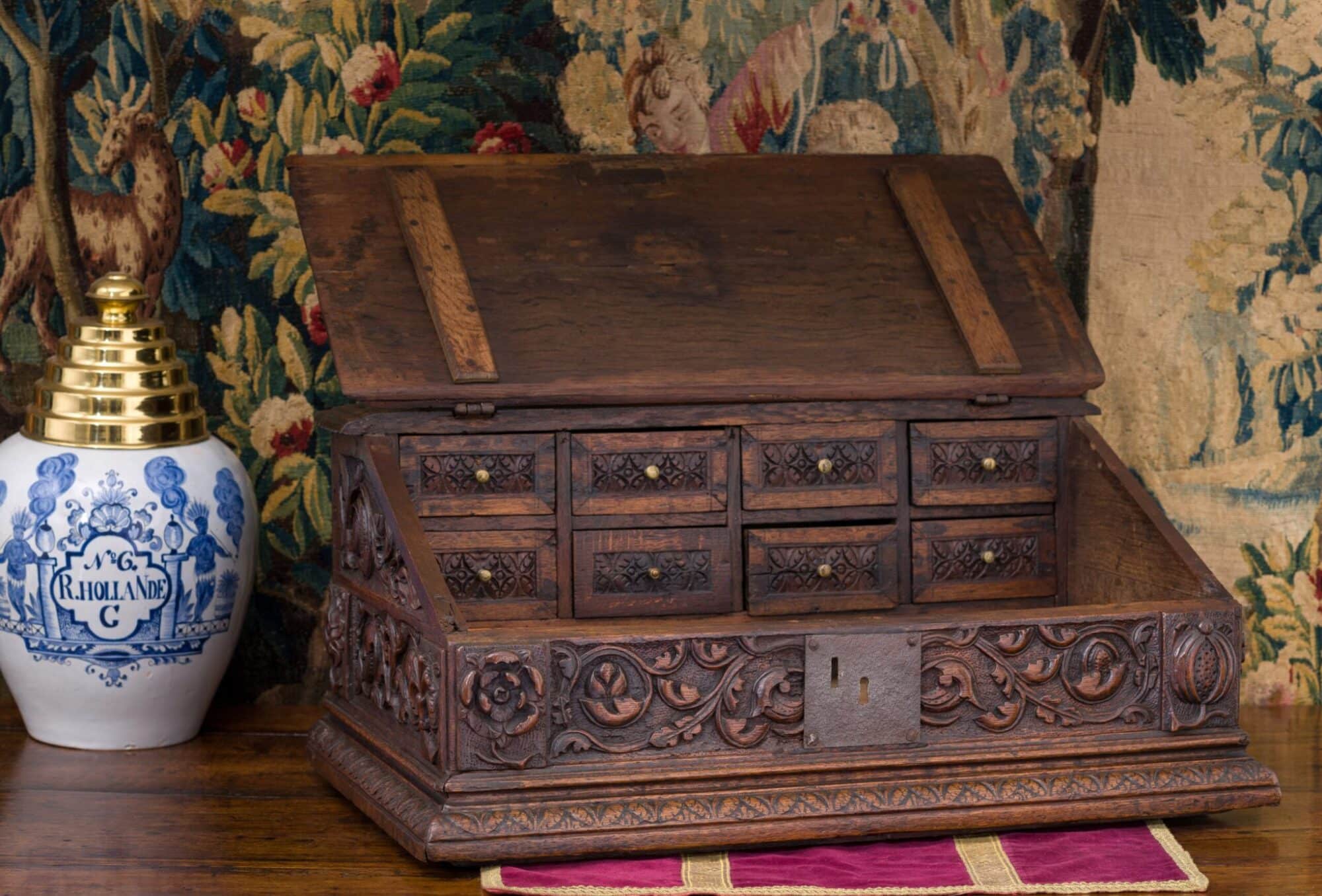 Tudor carved desk box