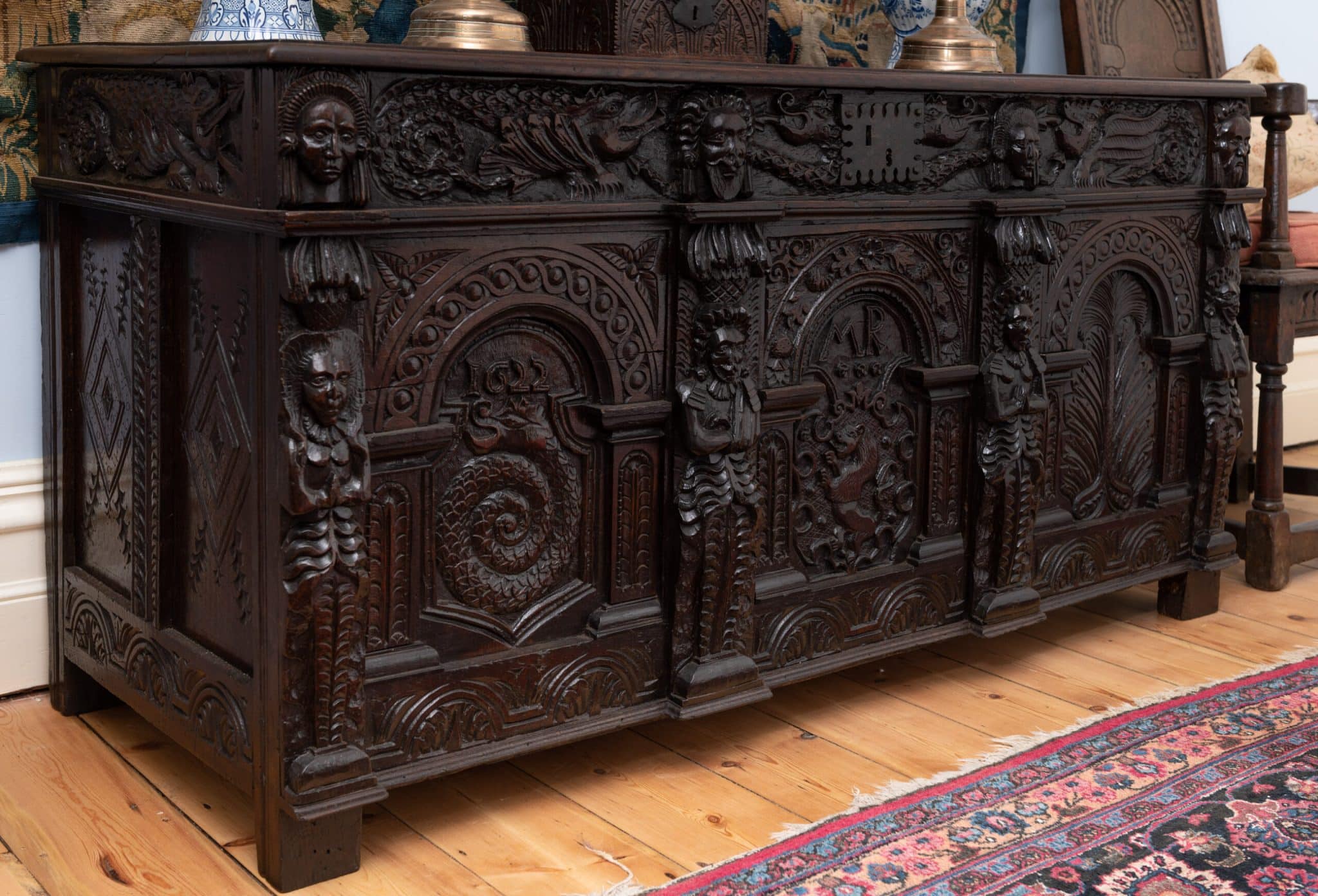James I oak carved chest