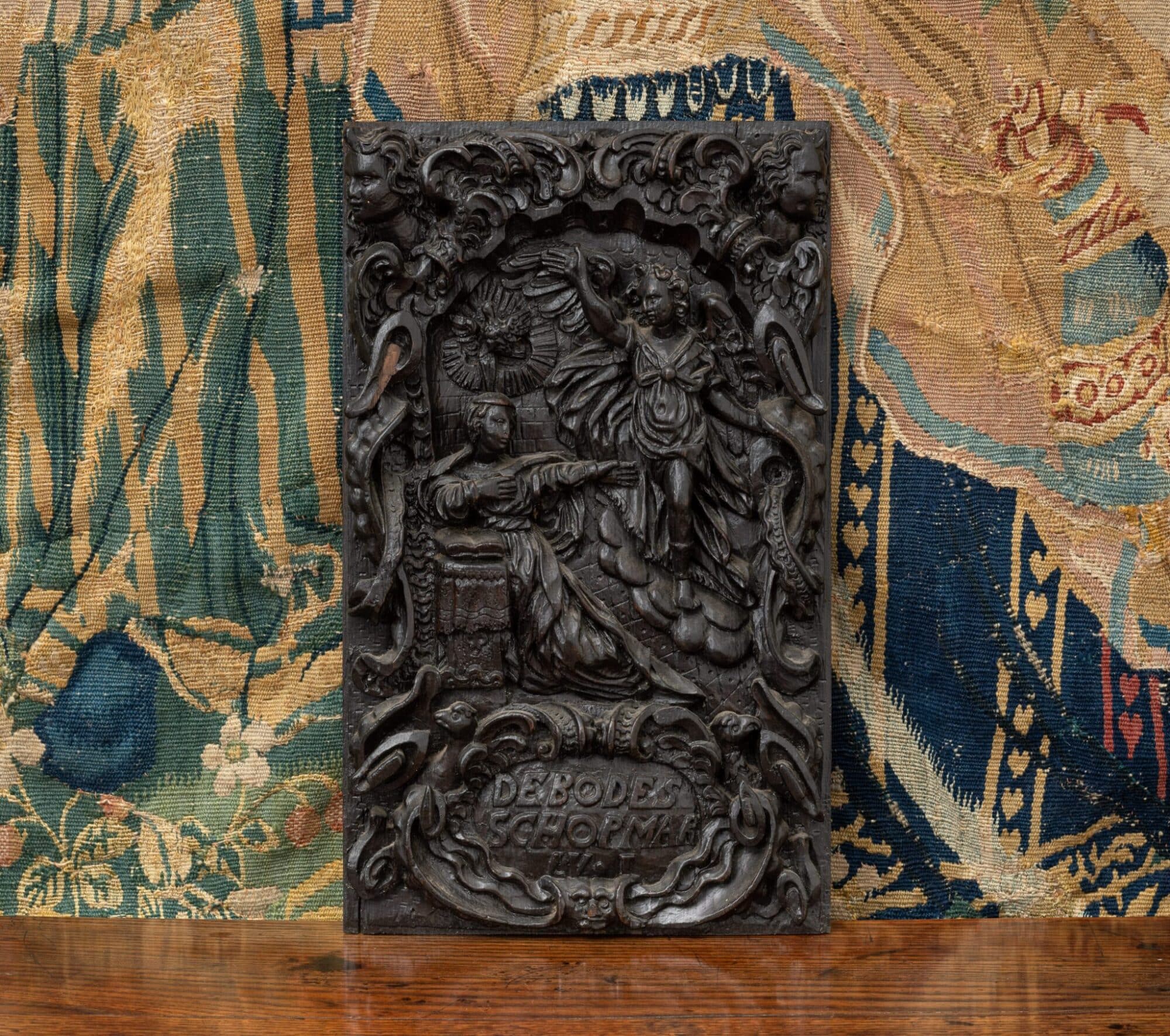 Renaissance Oak Relief Panel of the Annunciation