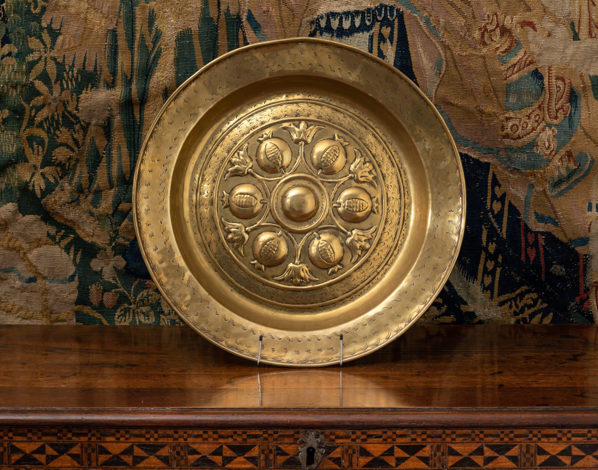 Renaissance brass almsdish