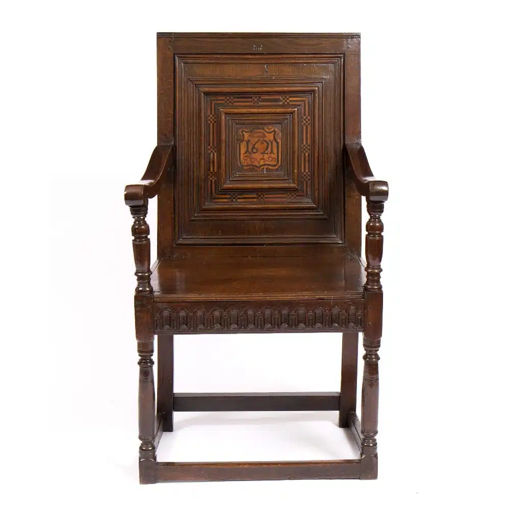 James I oak inlaid armchair