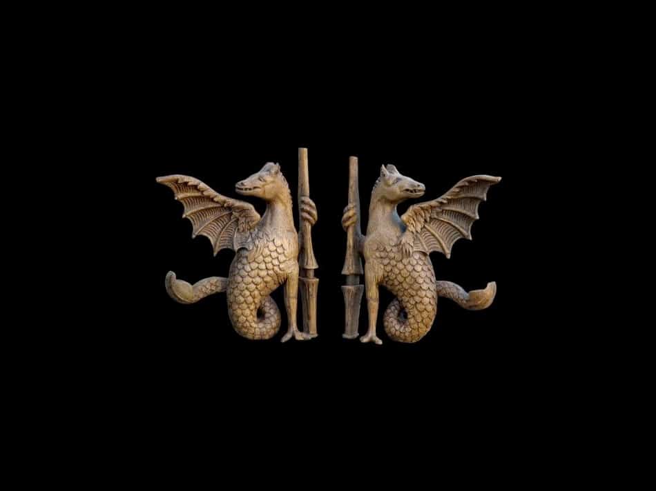 Tudor oak winged beasts