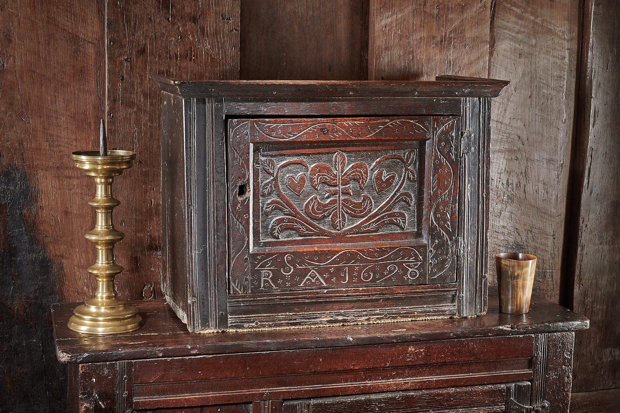 17th century oak wall cupboard