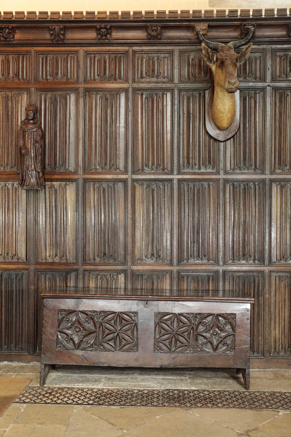 Henry VII oak carved chest