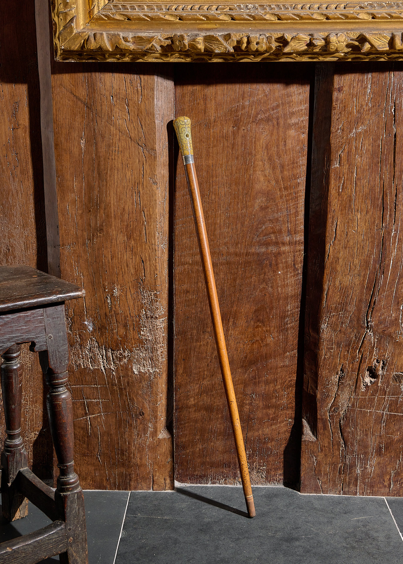 William and Mary piqué walking cane