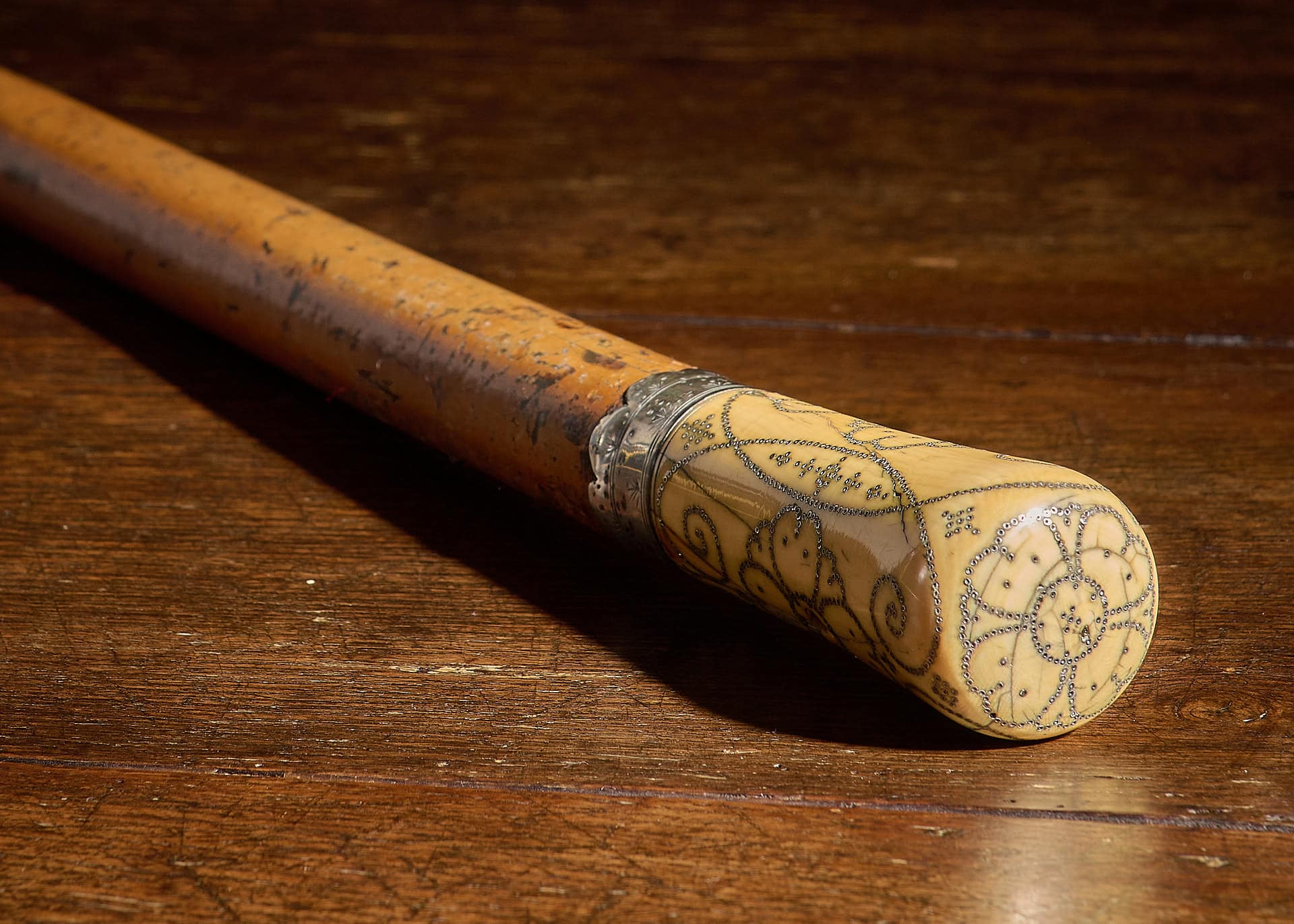 William and Mary piqué walking cane