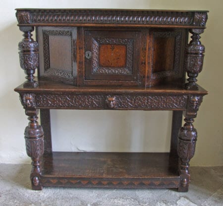 Elizabeth I inlaid canted court cupboard