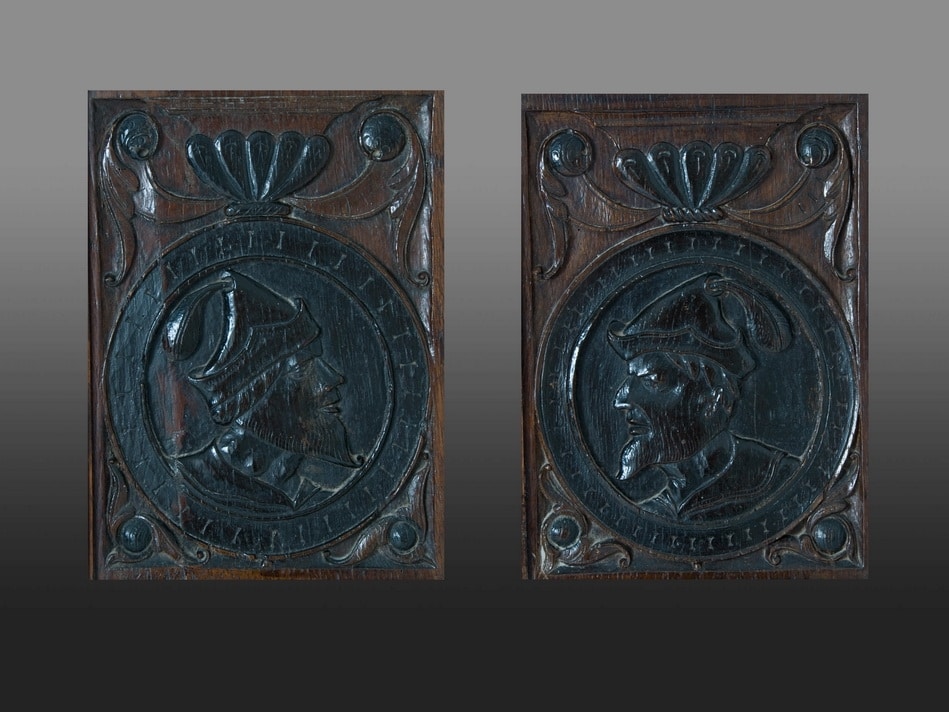 English renaissance oak portrait panels